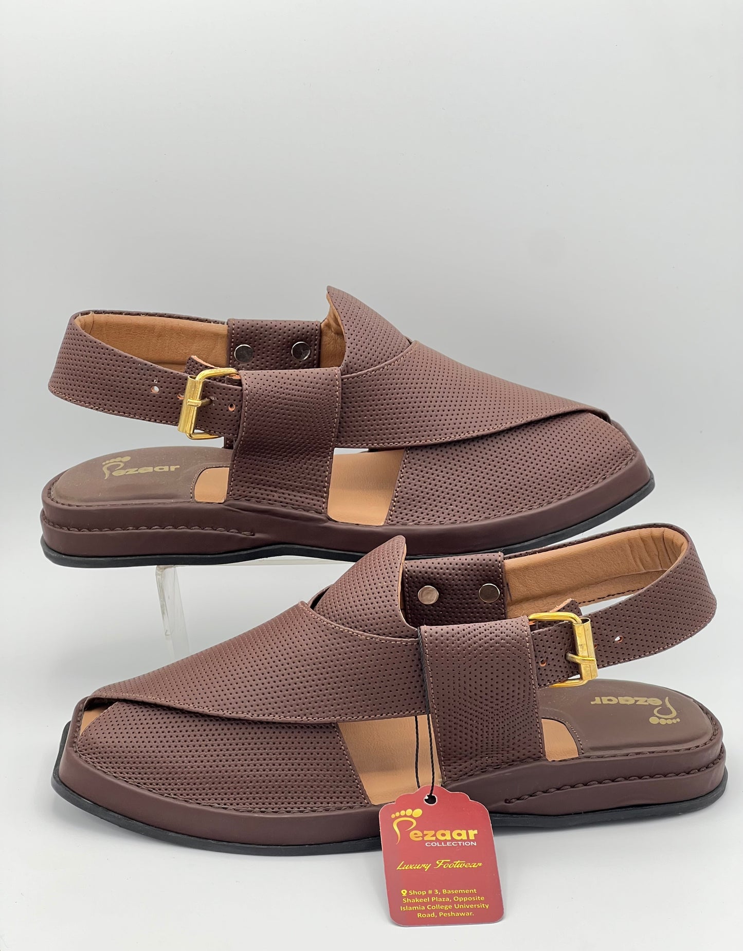 Men’s premium dotted peshawari chapal matte brown