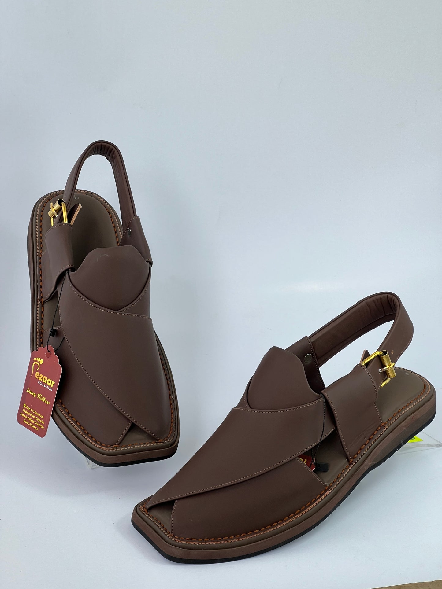 Upper touch leather peshawari chapal (brown)