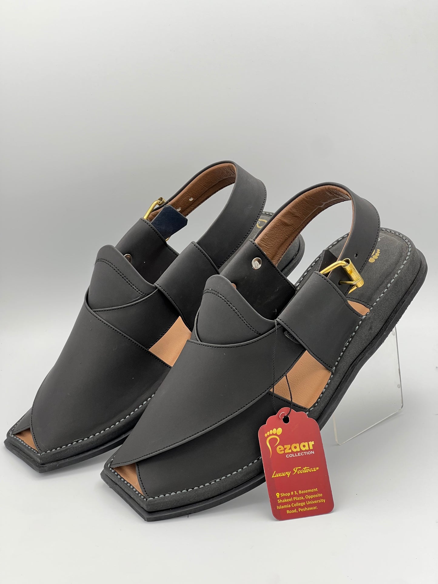 Pure leather Single lefty sole T shapBlack