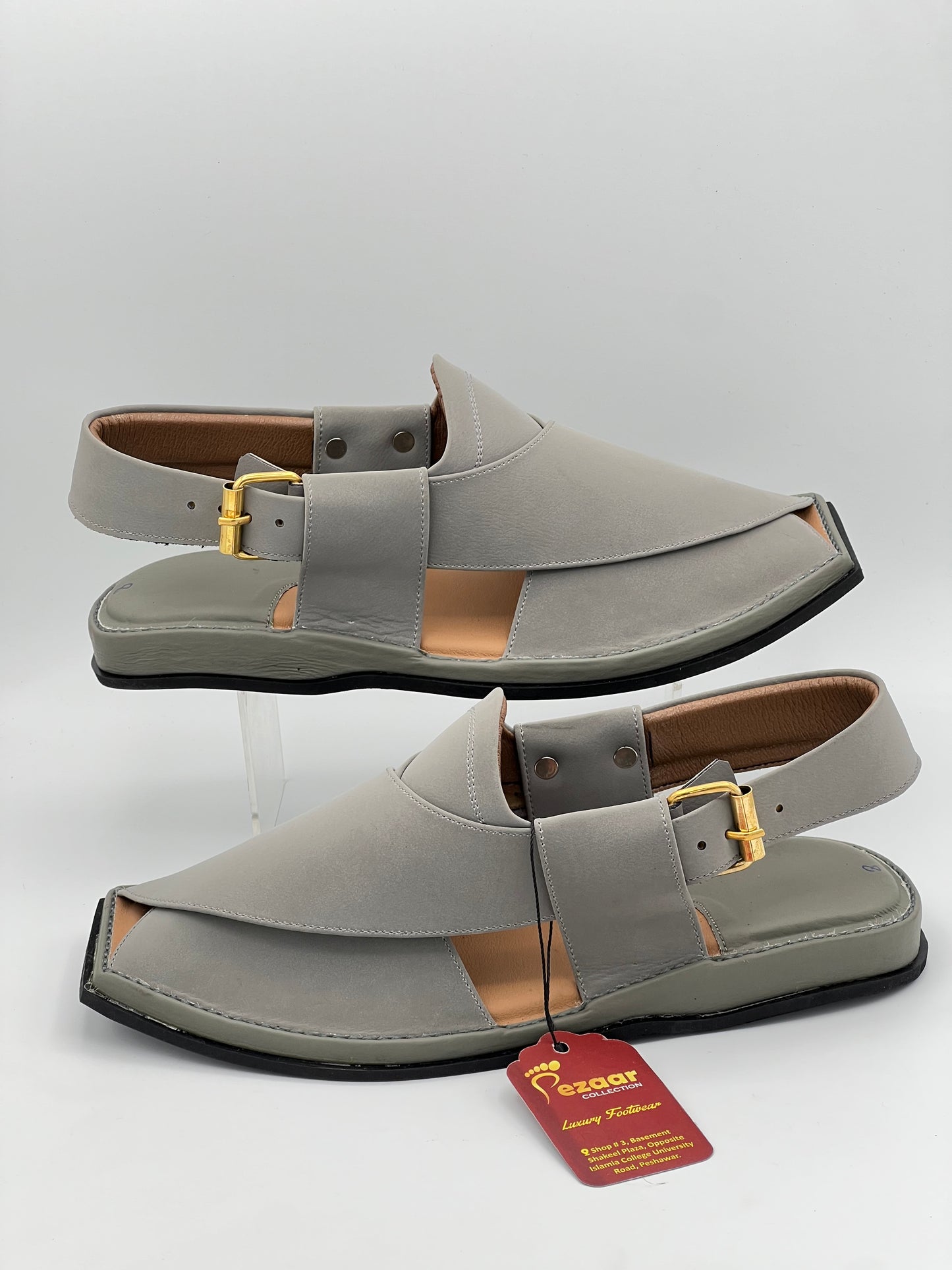Pure leather Single lefty sole T shap Gray