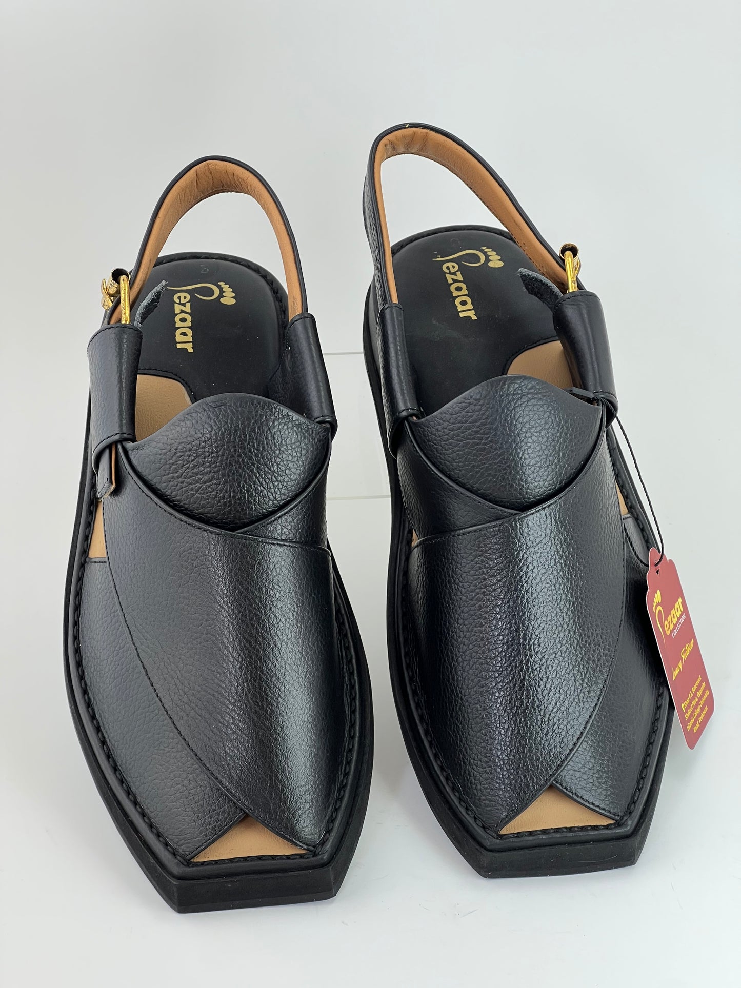 Half kaptan Special Original leather peshawari chapal (T Black)