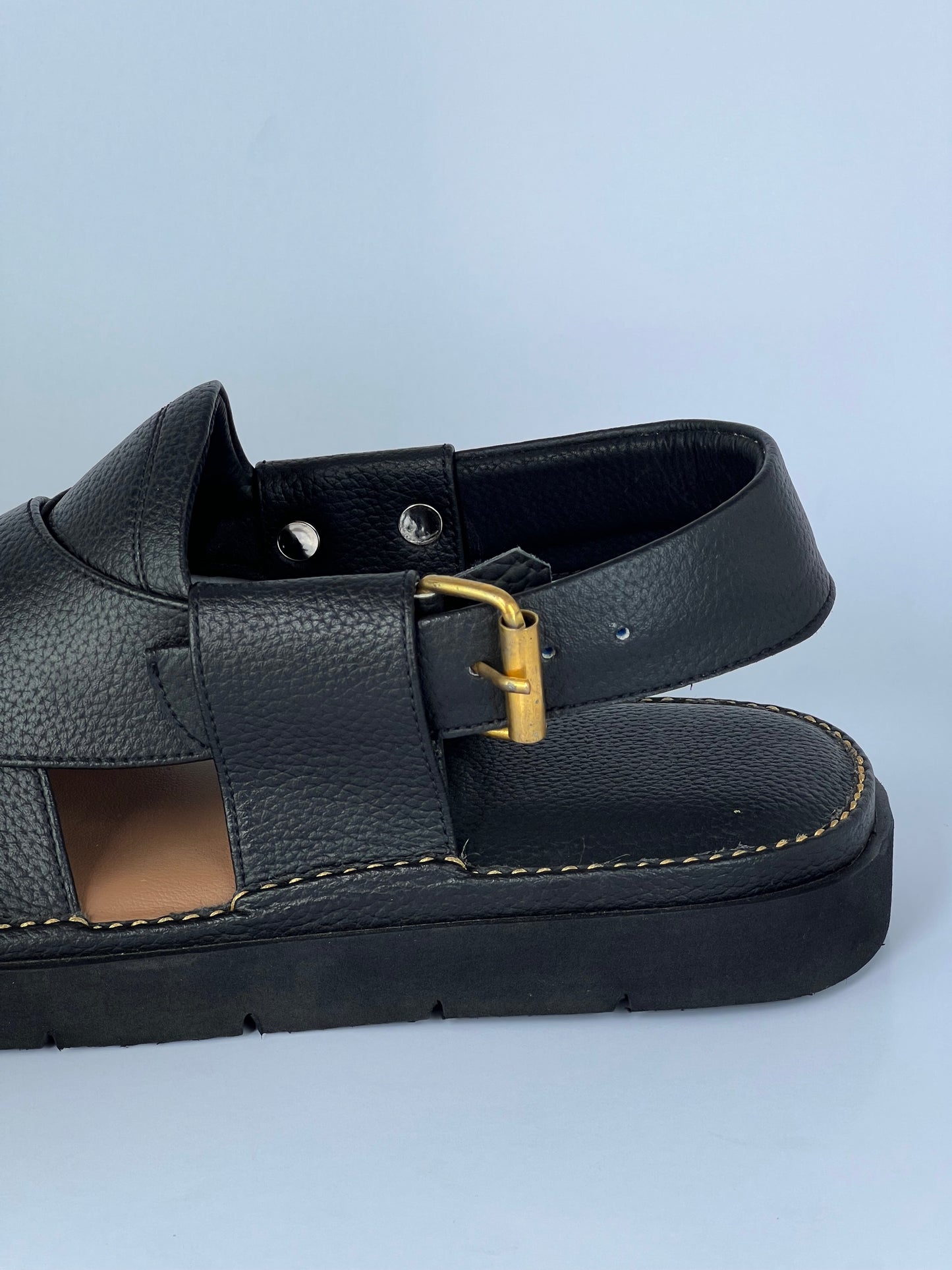 Gogo Round Shape Black Texture Sketcher Sole (Light Weight)