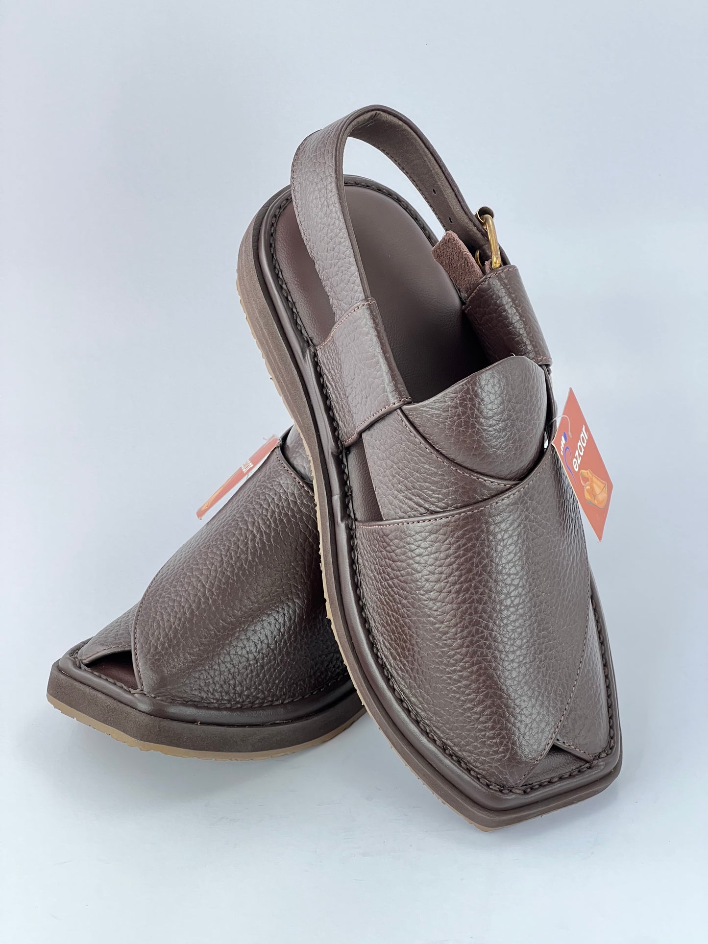The Lightest and most comfortable and washible peshawari chapal Vibrem chapal(Brown)