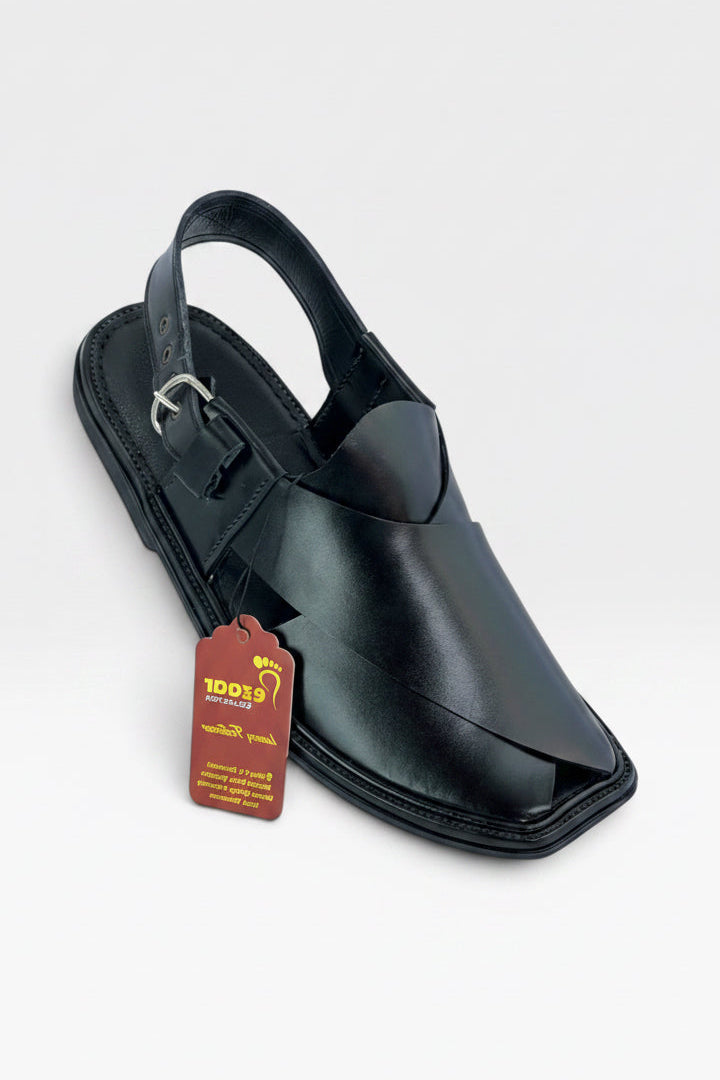Handmade Goll T Charsadah chapal (Black)