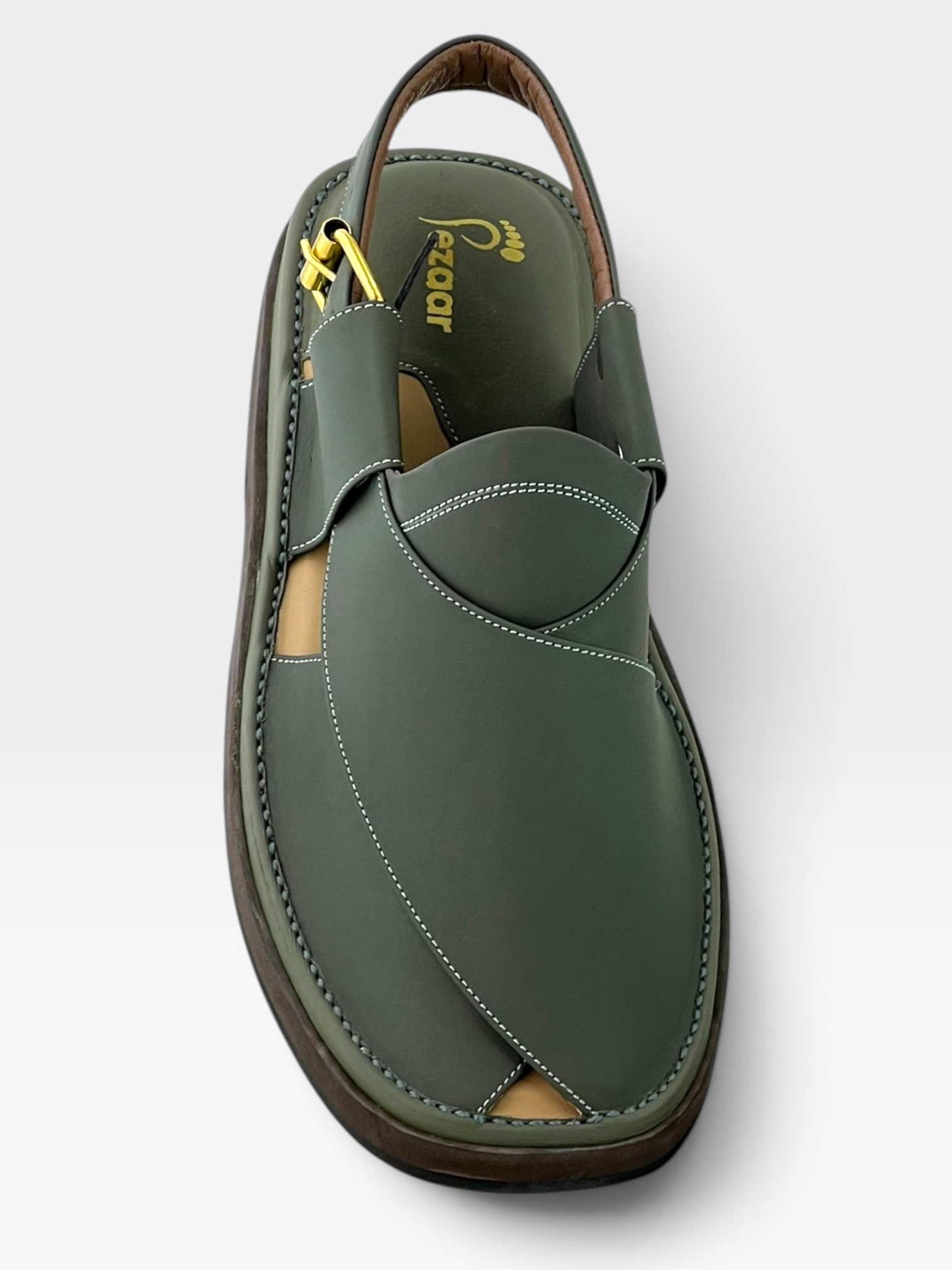 Gogo Premium peshawari chapal(Greenish leather)
