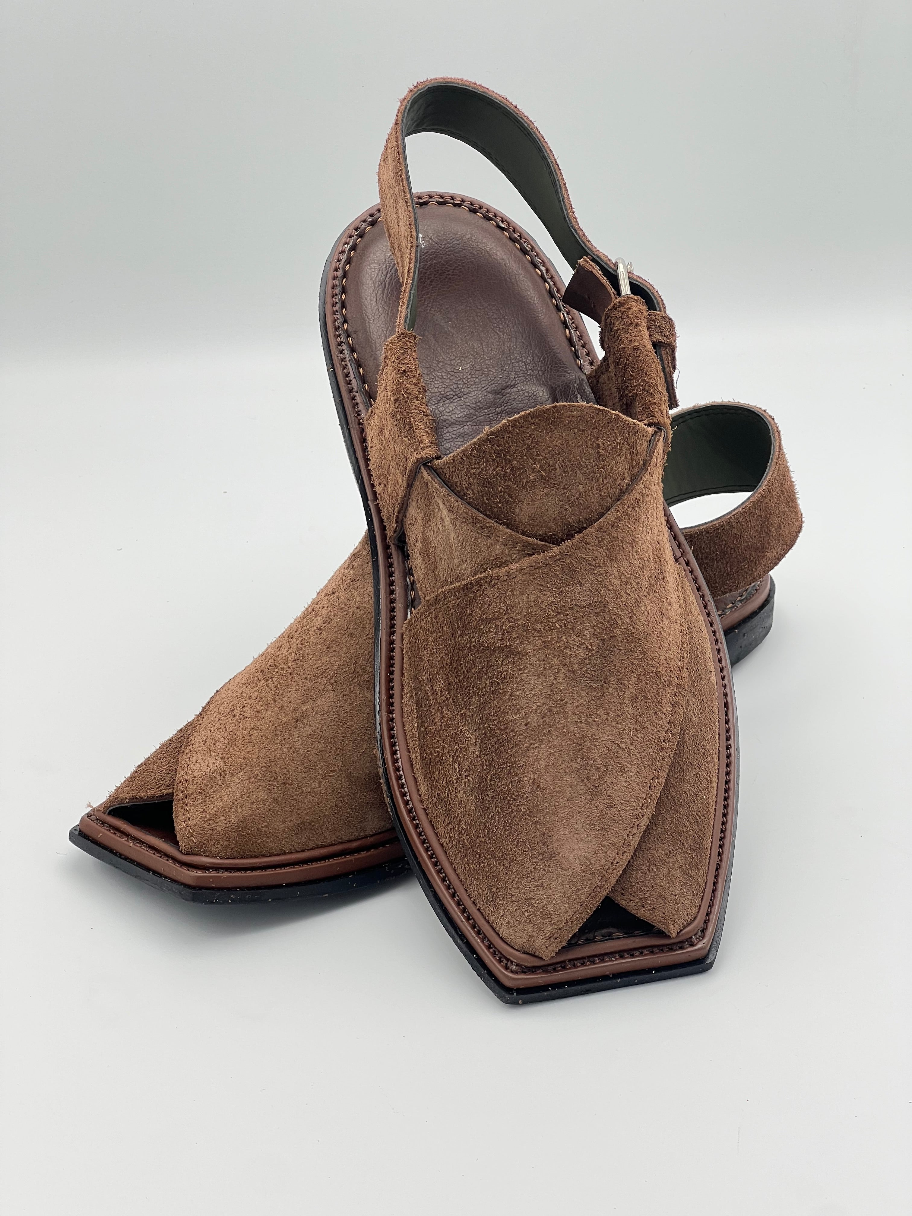 Suede Sabar single sole T shape peshawari chapal(Brown)
