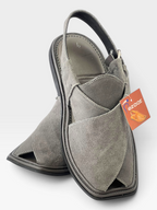 Suede Sabar single sole goll shape  peshawari chapal(Gray)