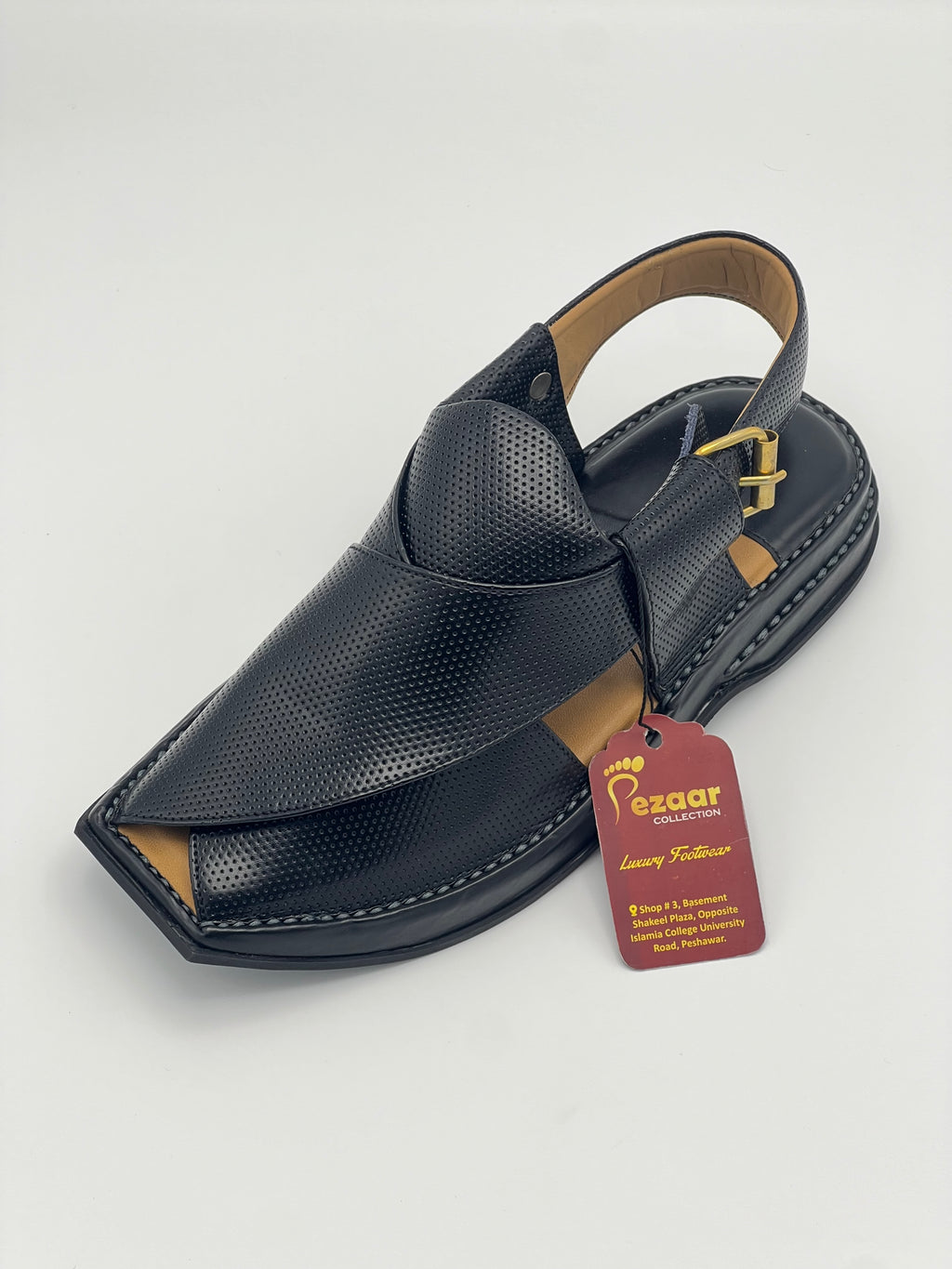 T shape classic dotted peshawari chapal (black)