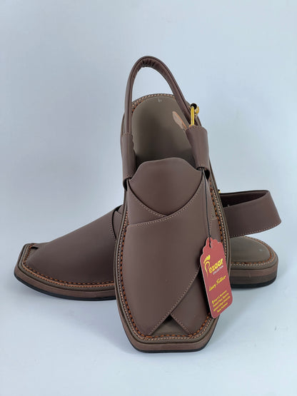 Upper touch leather peshawari chapal (brown)