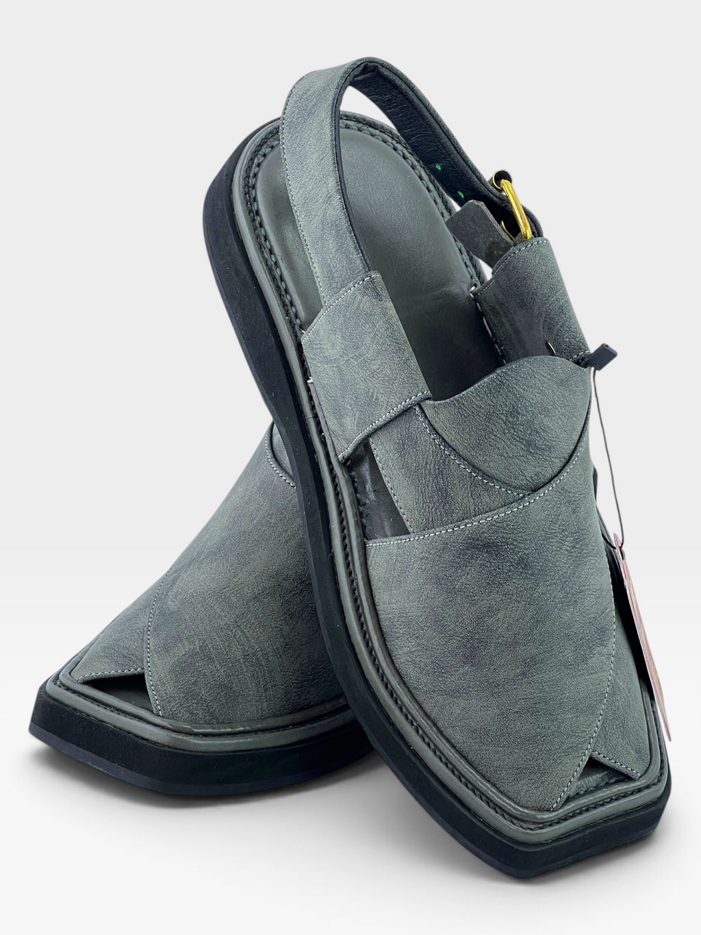 Half kaptan Special Original leather peshawari chapal (light weight gray)