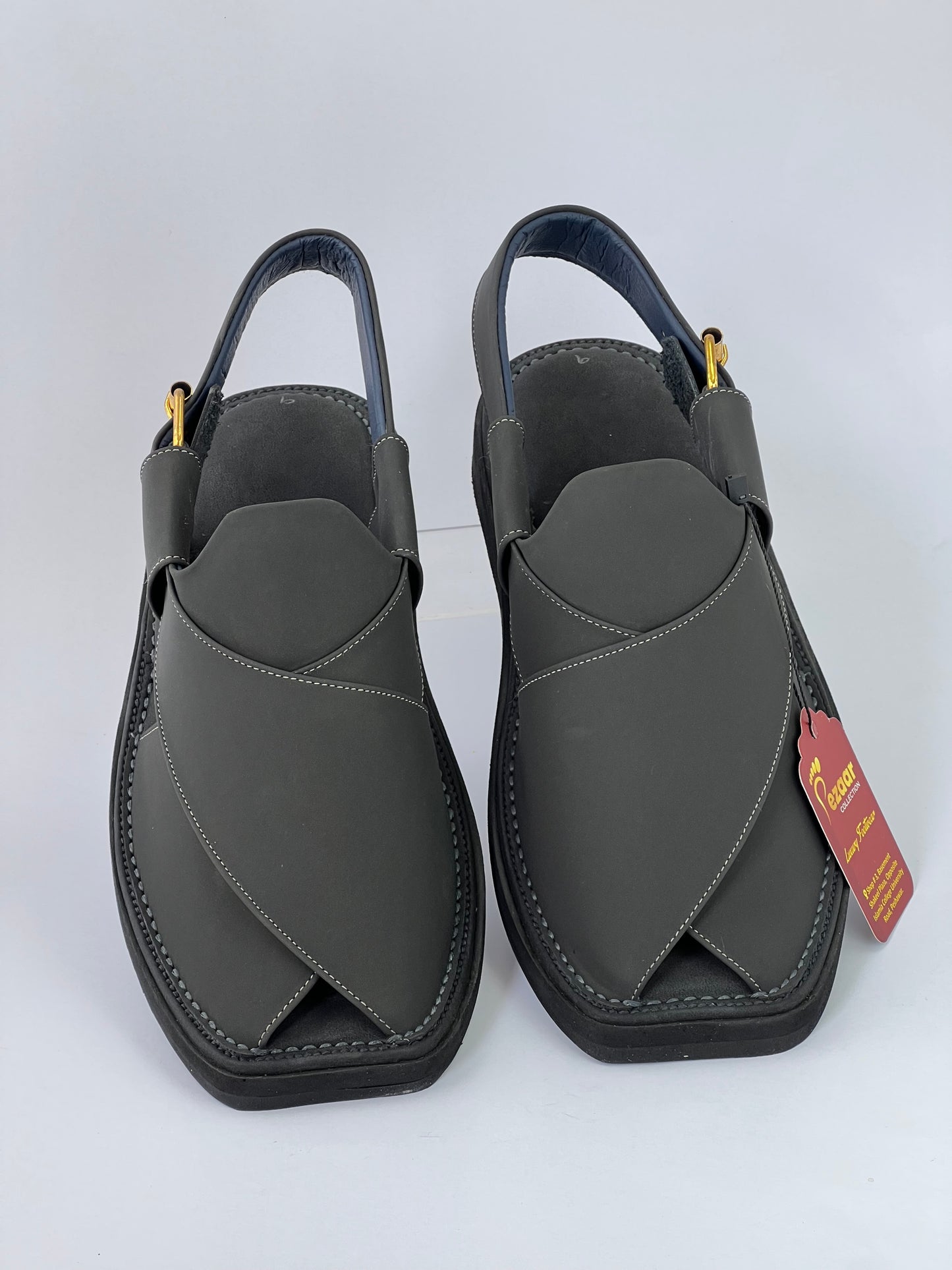 Upper touch leather peshawari chapal (black matte)