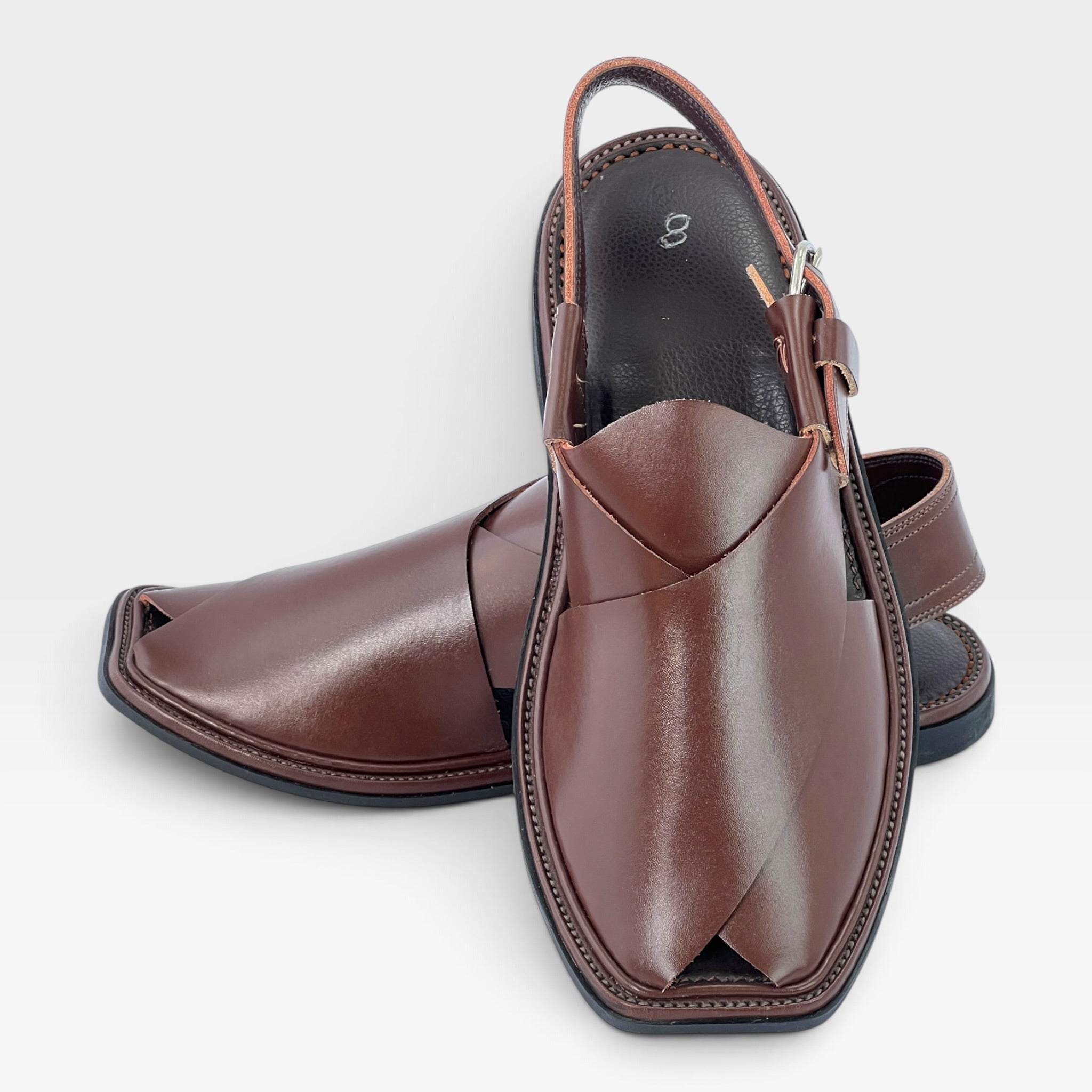 Handmade Goll T Charsadah chapal (Brown)