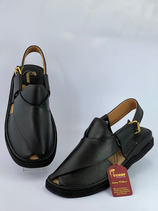 Gogo Premium peshawari chapal(Black Danedar)