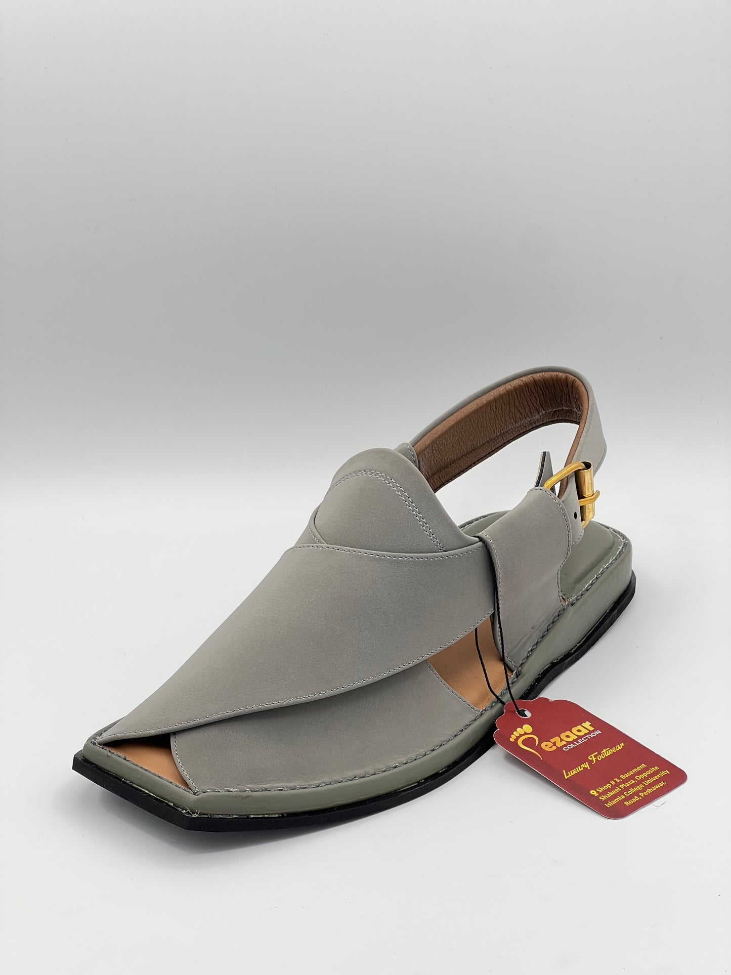 Pure leather Single lefty sole T shap Gray