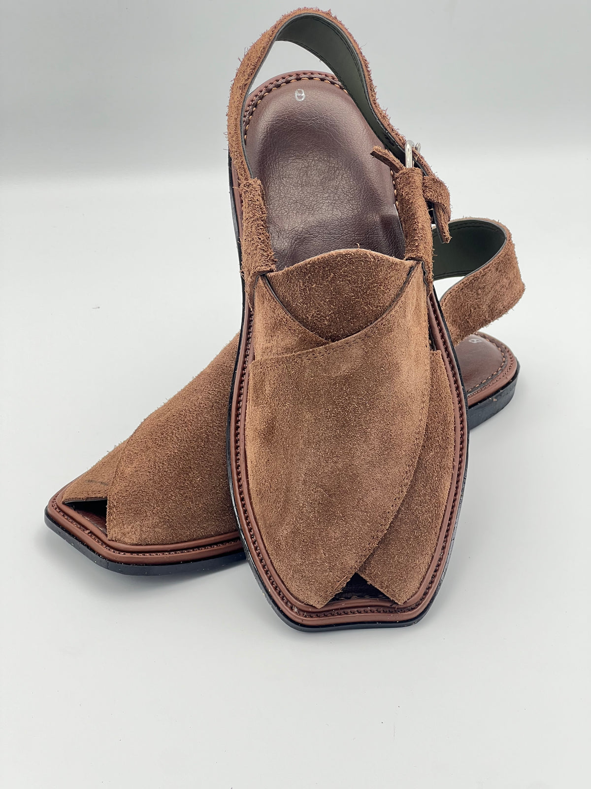 Suede Sabar single sole goll shape peshawari chapal(Brown)