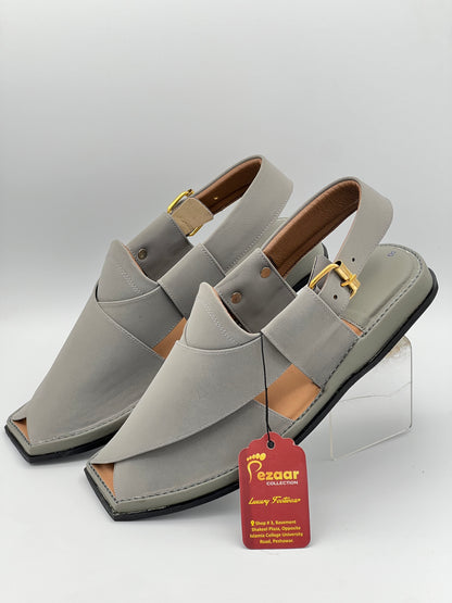 Pure leather Single lefty sole T shap Gray