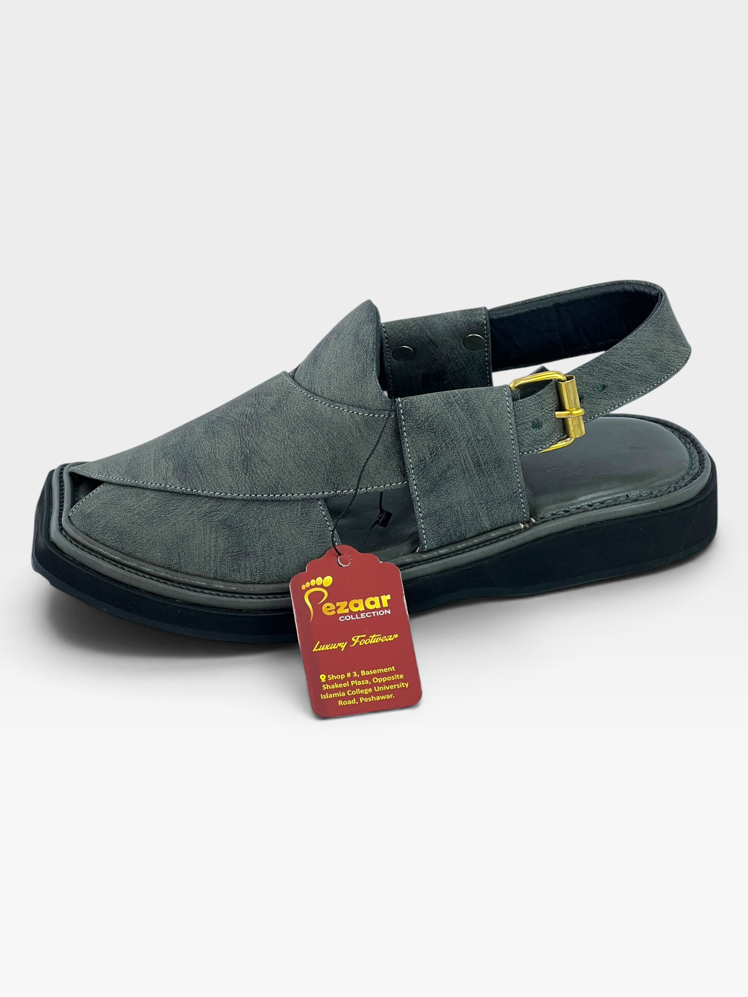 Half kaptan Special Original leather peshawari chapal (light weight gray)