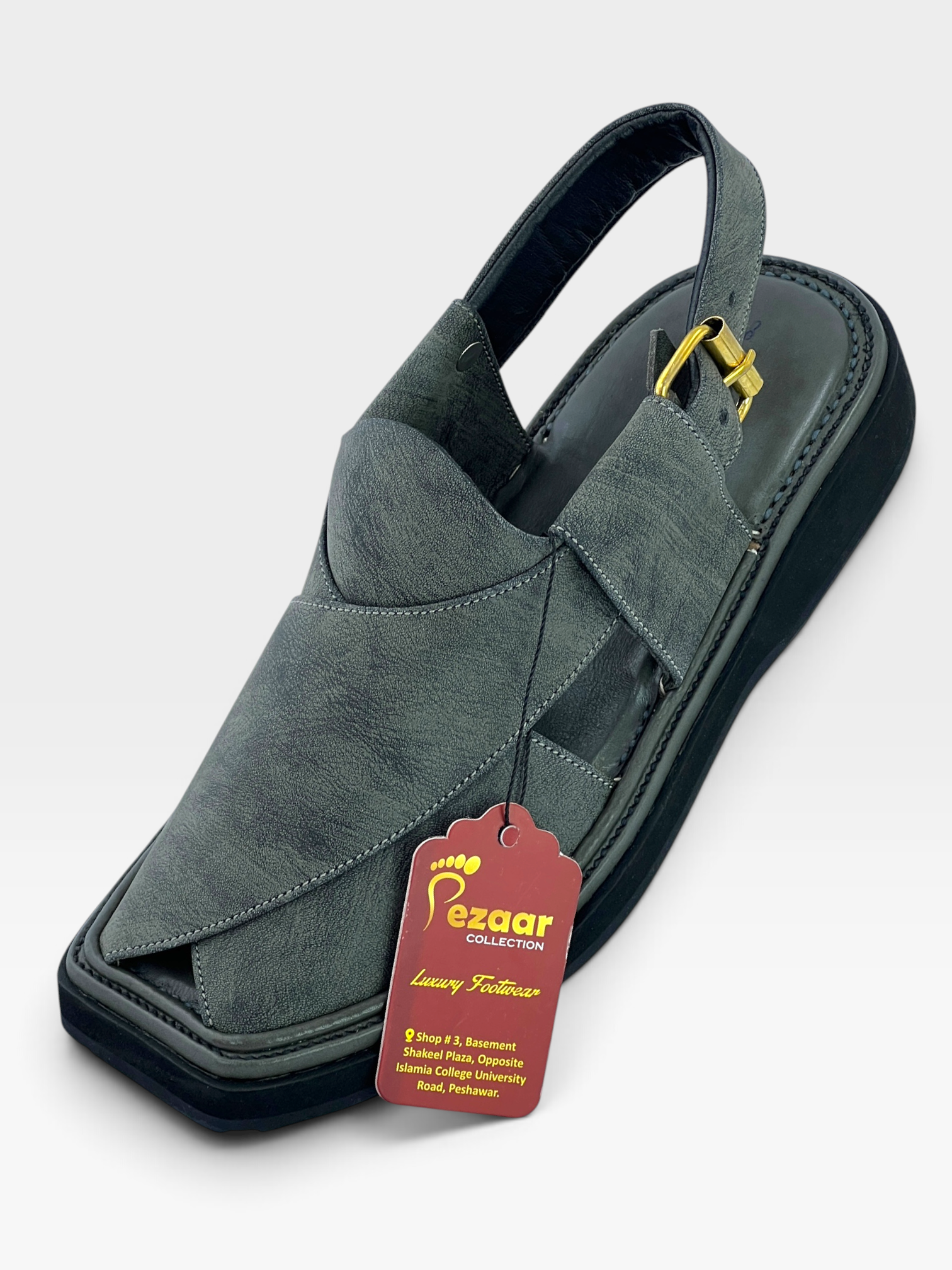 Half kaptan Special Original leather peshawari chapal (light weight gray)