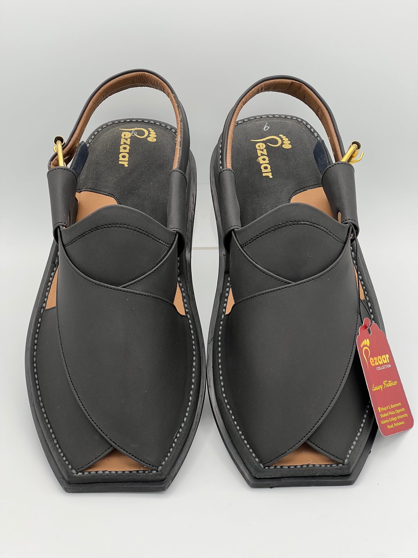 Pure leather Single lefty sole T shapBlack