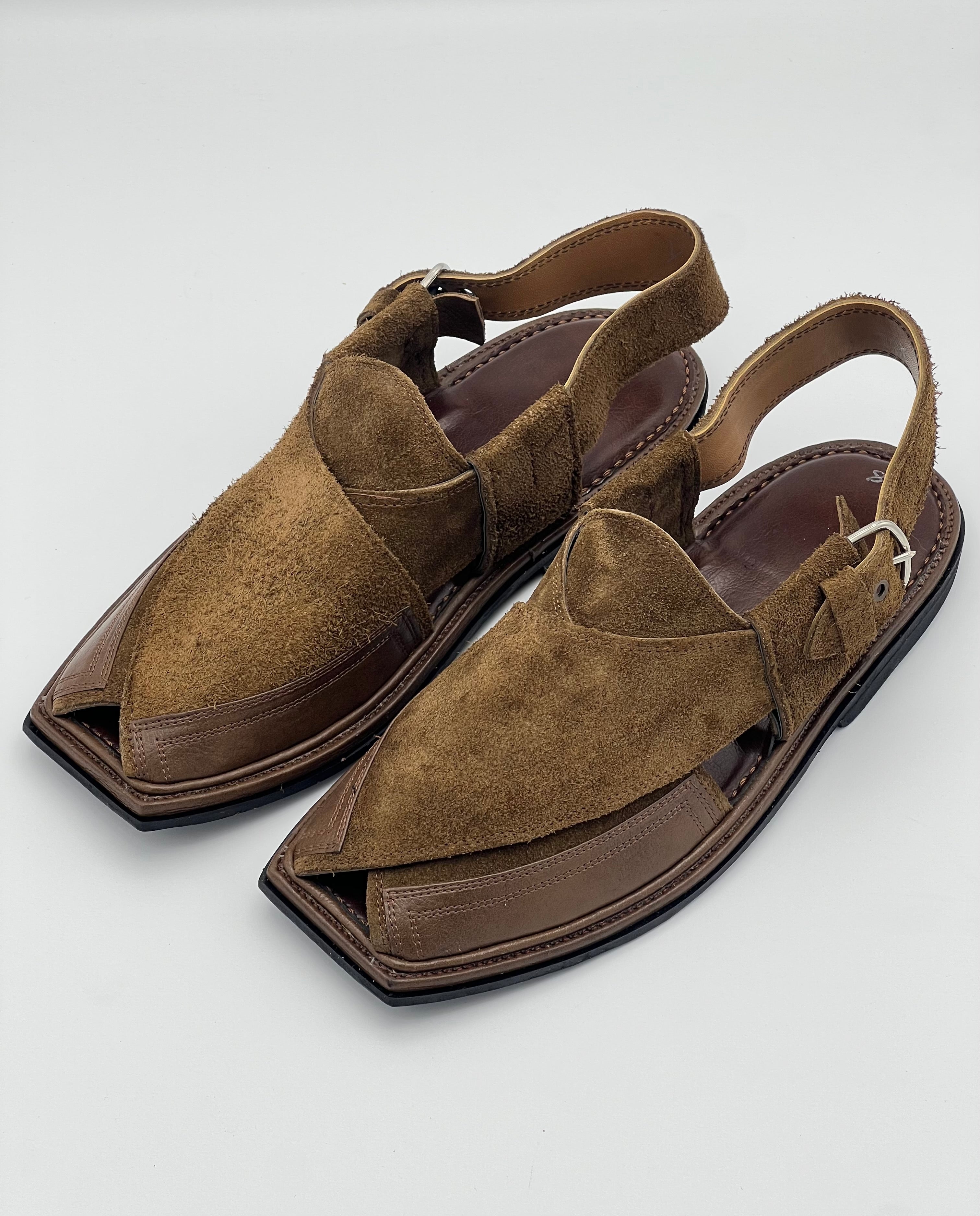 Suede Sabar single sole T shape Double shade peshawari chapal(camal)