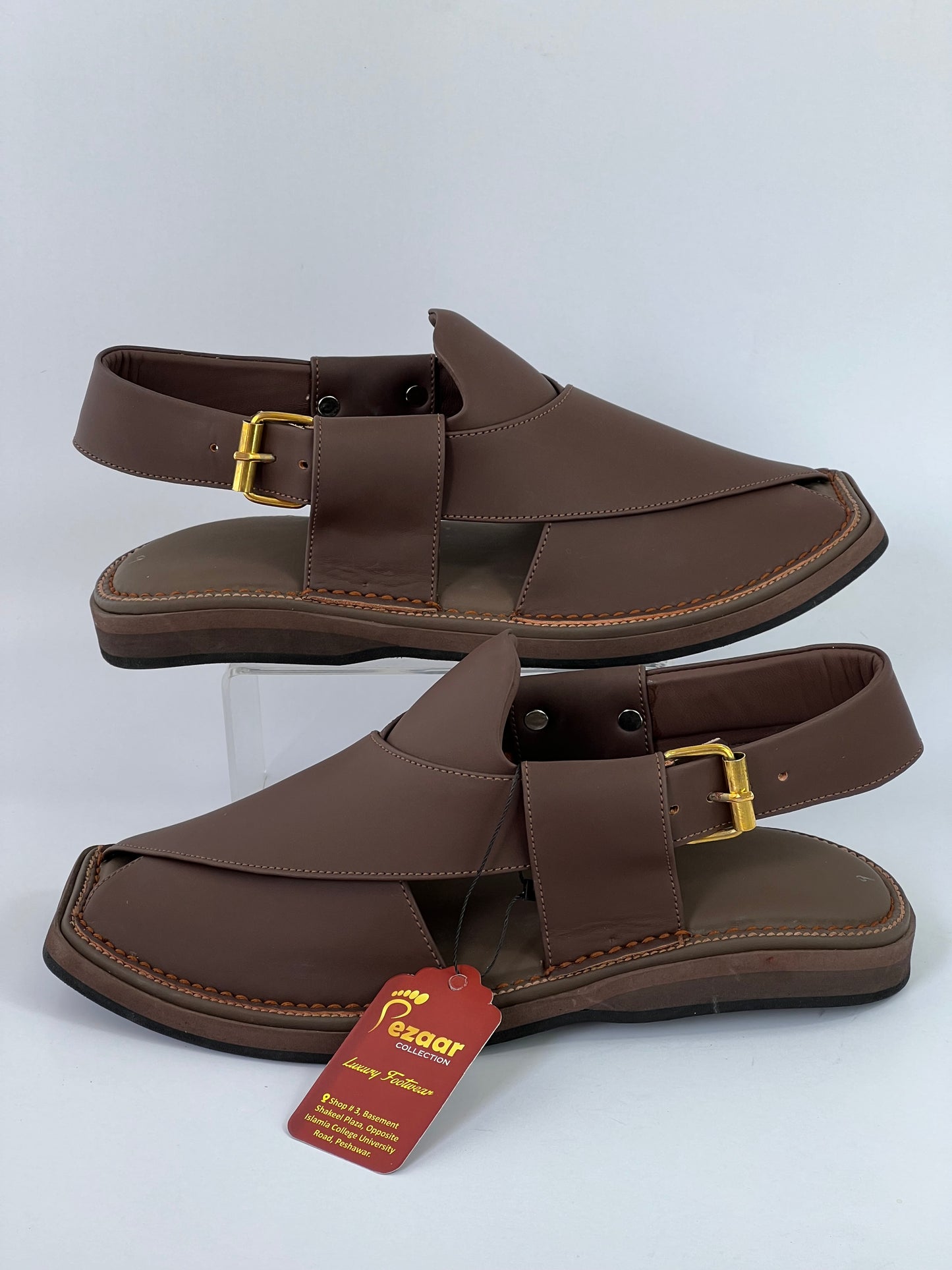 Upper touch leather peshawari chapal (brown)