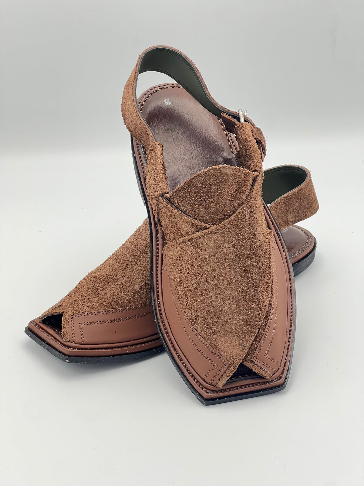 Suede Sabar single sole T shape Double shade peshawari chapal(Brown)