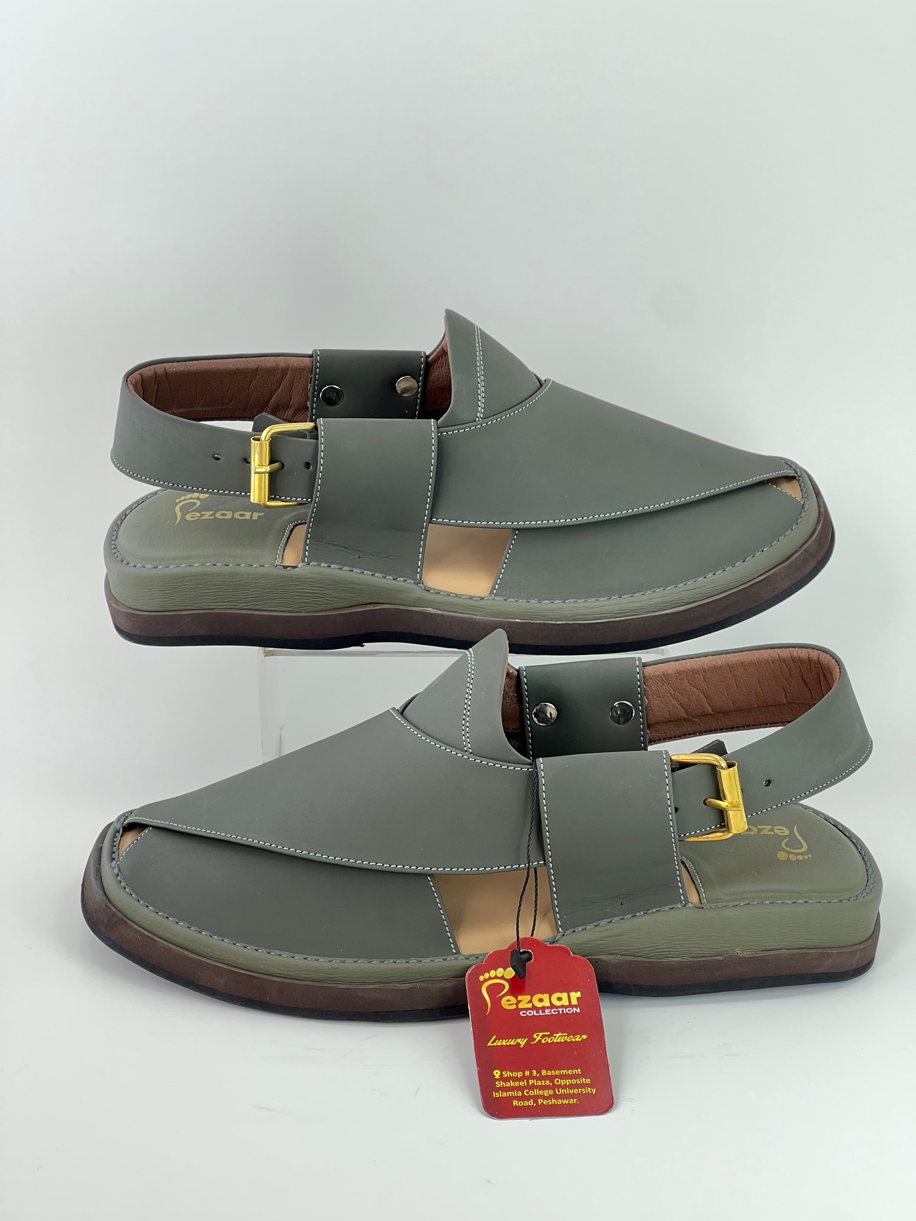 Gogo Premium peshawari chapal(Greenish leather)