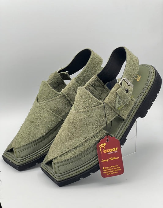 Sued Greenish Double shade Peshawari chapal