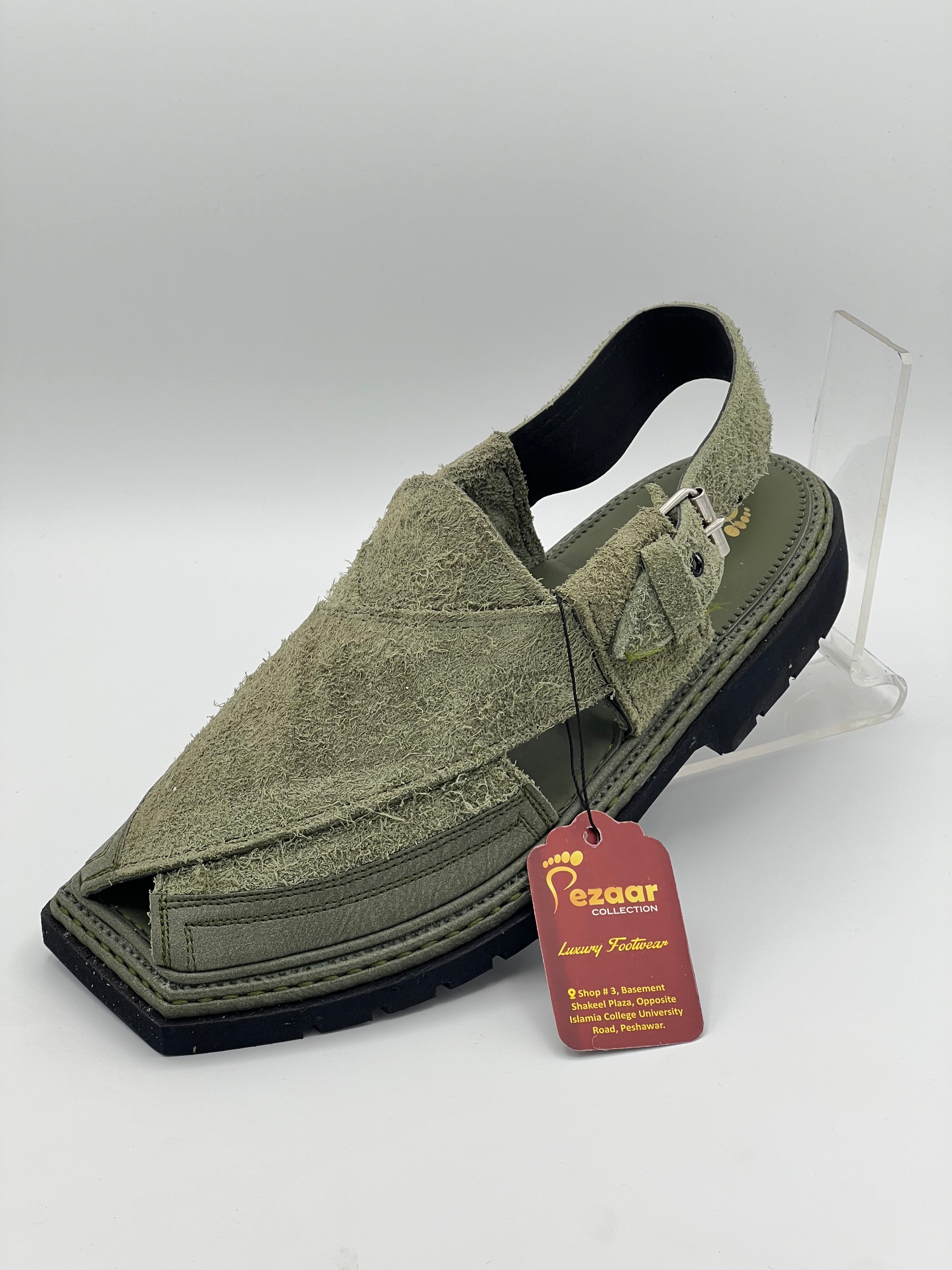 Sued Greenish Double shade Peshawari chapal