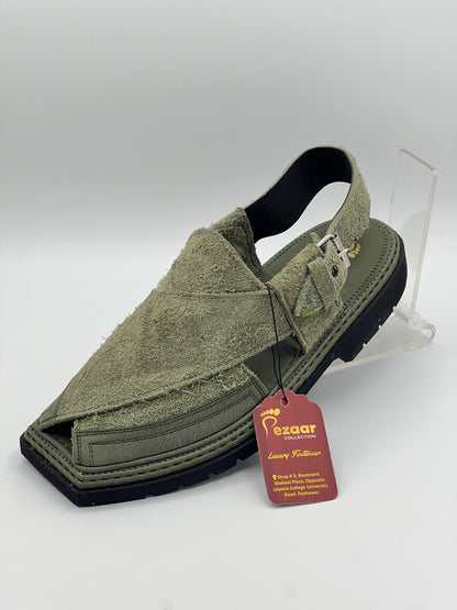 Sued Greenish Double shade Peshawari chapal