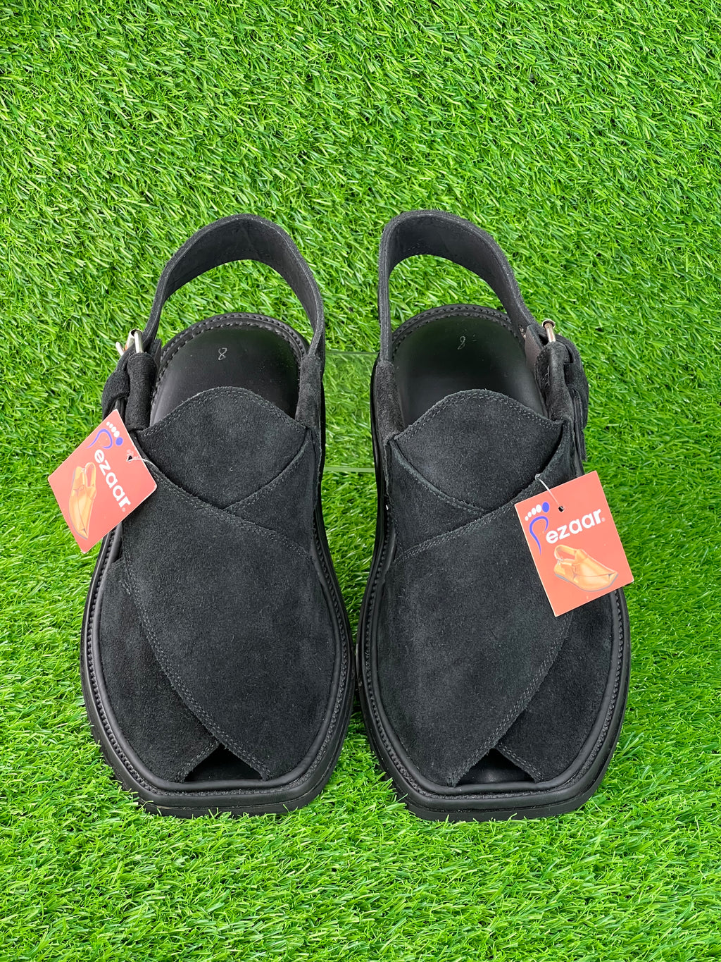 Suede Sabar single sole goll shape  peshawari chapal(Black )
