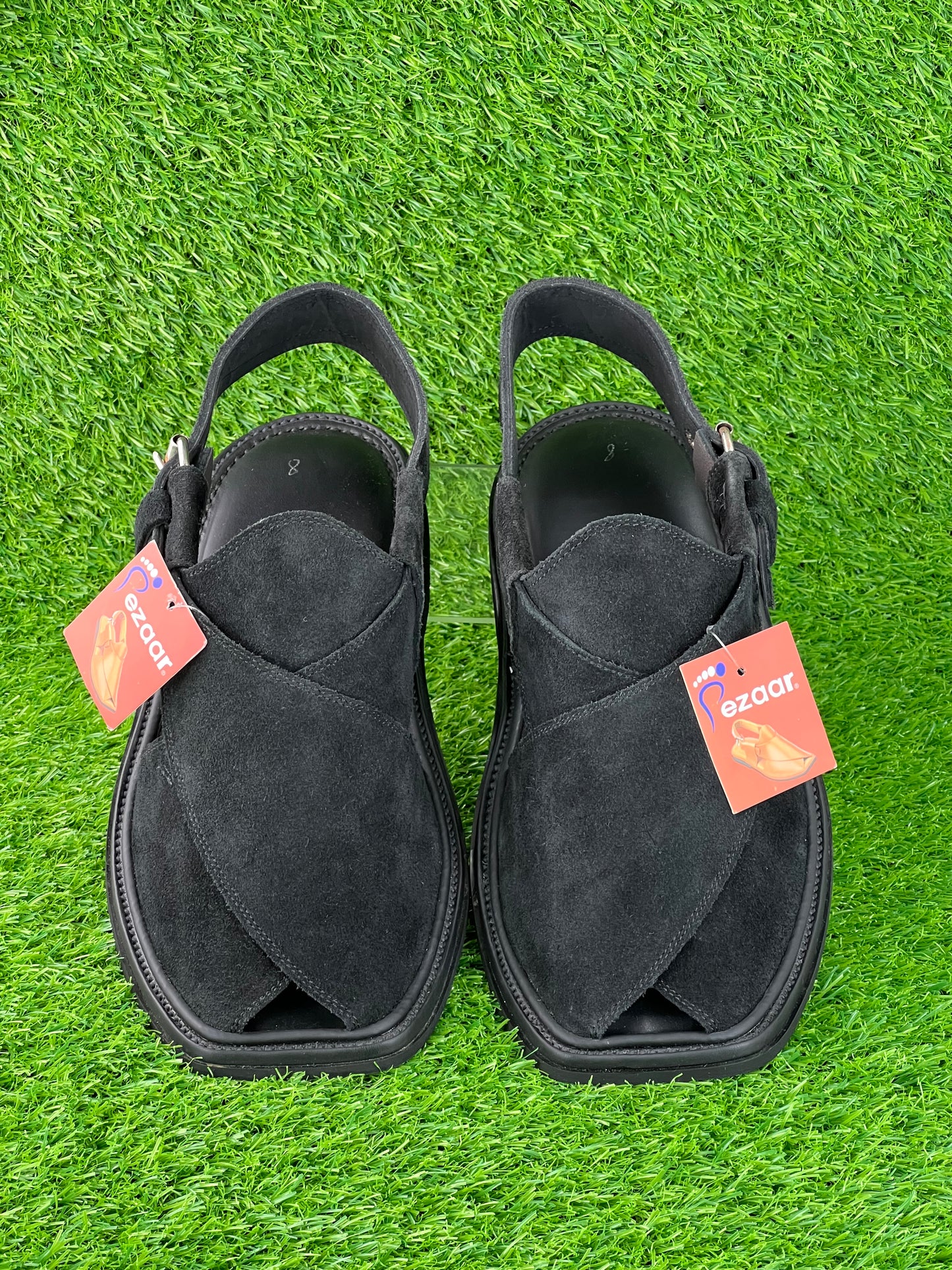 Suede Sabar single sole goll shape  peshawari chapal(Black )
