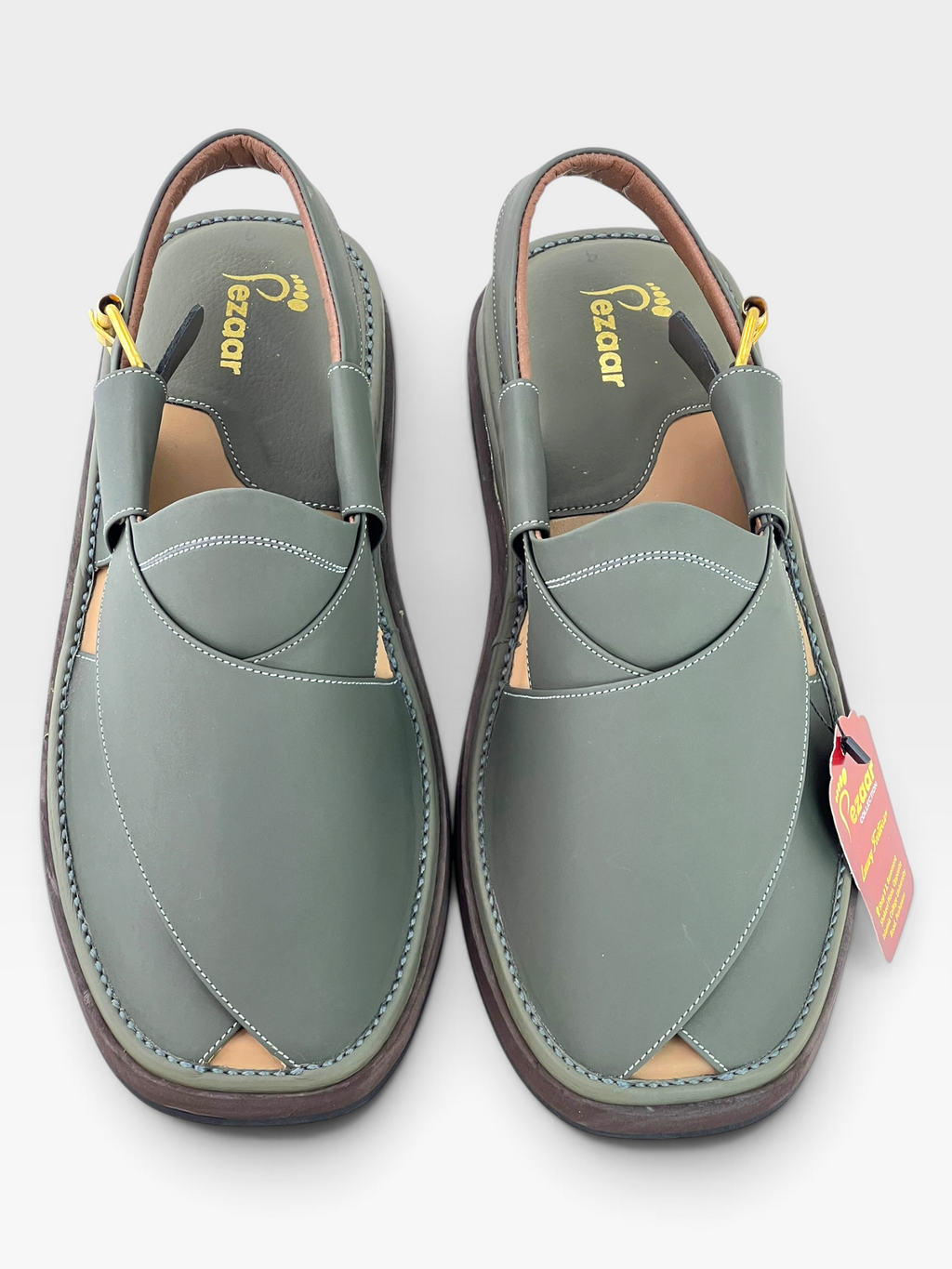 Gogo Premium peshawari chapal(Greenish leather)