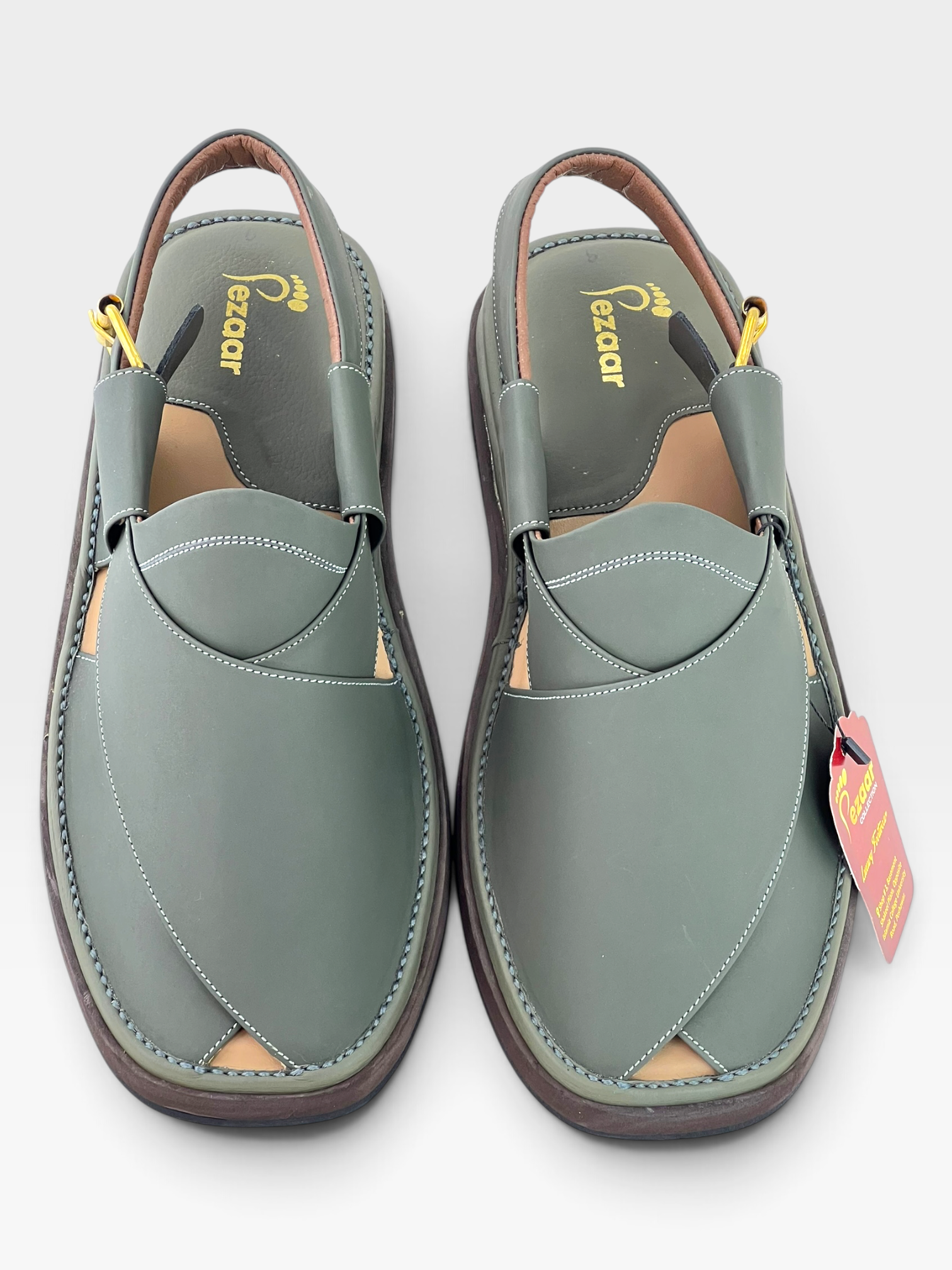 Gogo Premium peshawari chapal(Greenish leather)