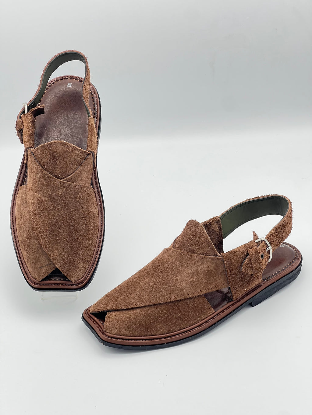Suede Sabar single sole goll shape peshawari chapal(Brown)