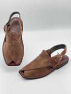 Suede Sabar single sole goll shape peshawari chapal(Brown)