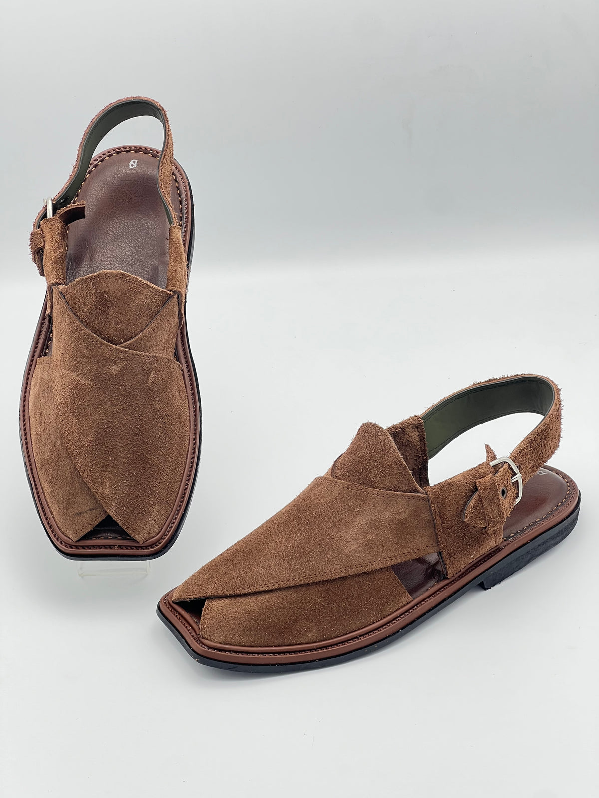 Suede Sabar single sole goll shape peshawari chapal(Brown)