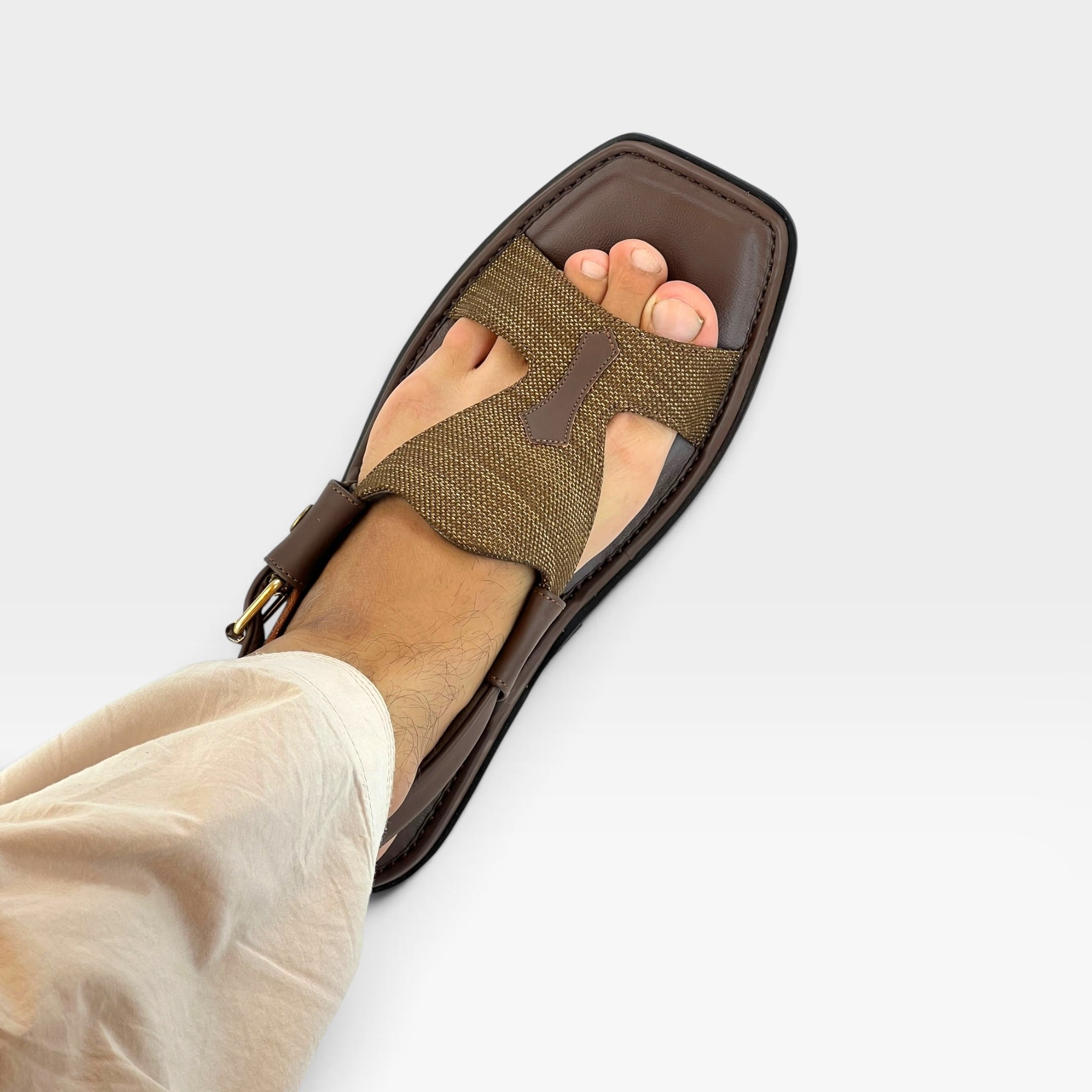 Panjedar Chappal (Fabric Chocolate Brown)