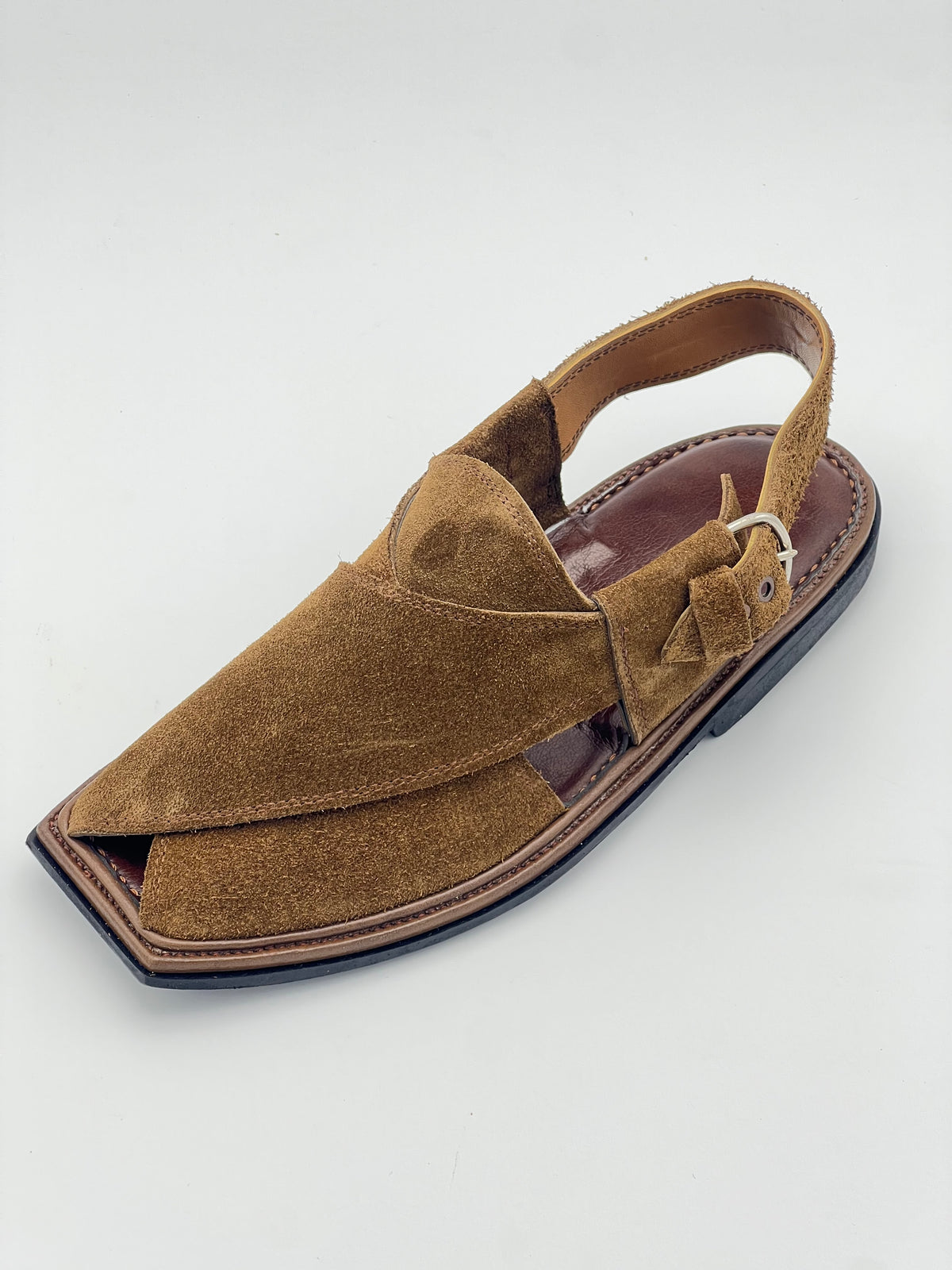 Suede Sabar single sole T shape peshawari chapal(camal)