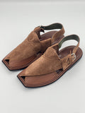 Suede Sabar single sole T shape Double shade peshawari chapal(Brown)