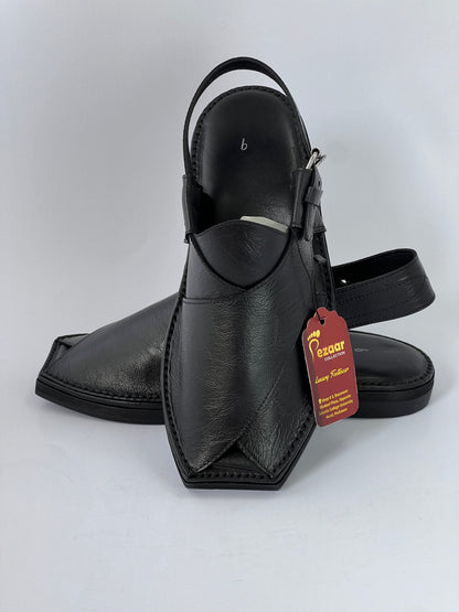 Upper Touch Flate sole T shape  peshawari chapal (polishable Black)