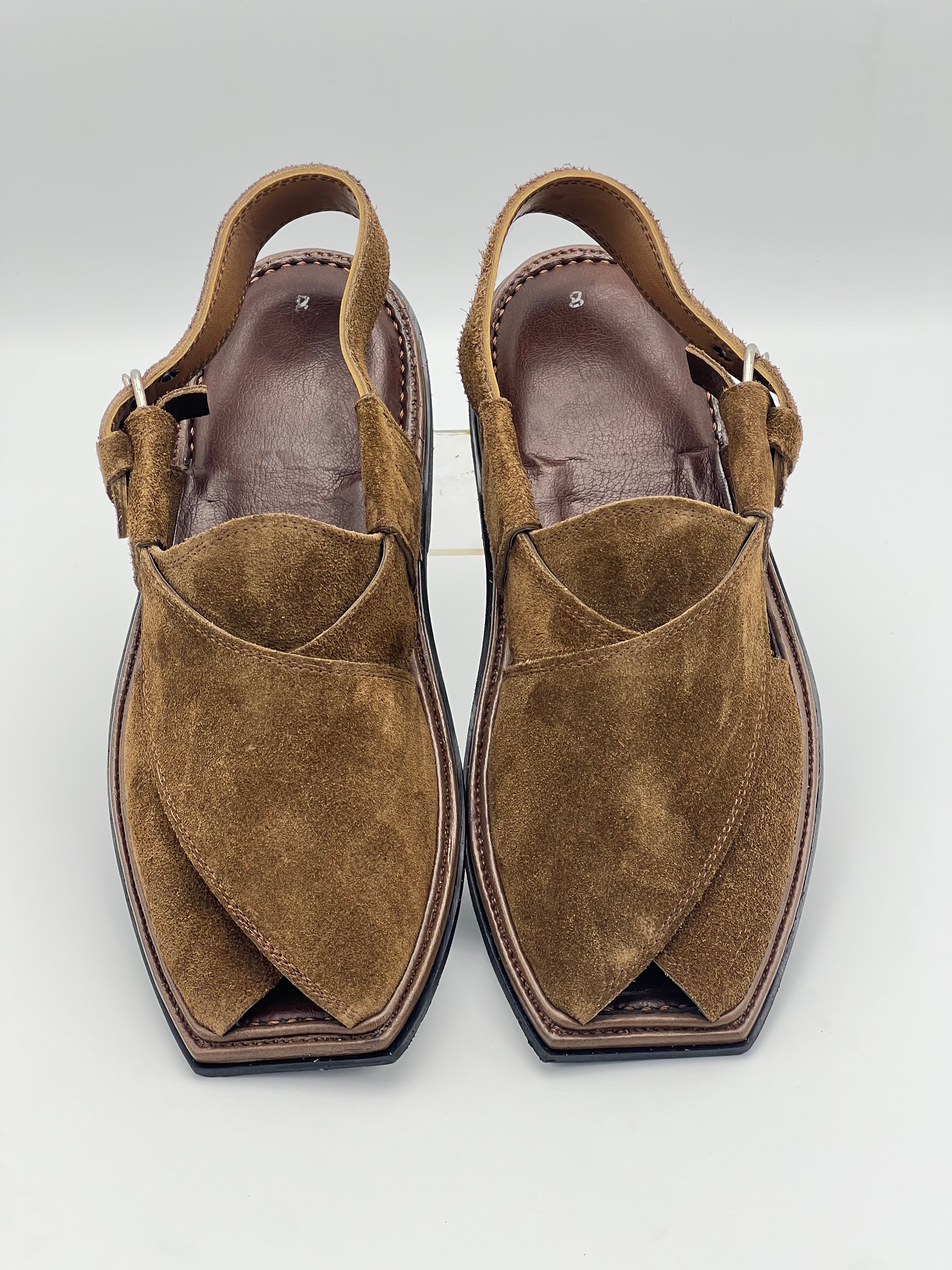 Suede Sabar single sole T shape peshawari chapal(camal)