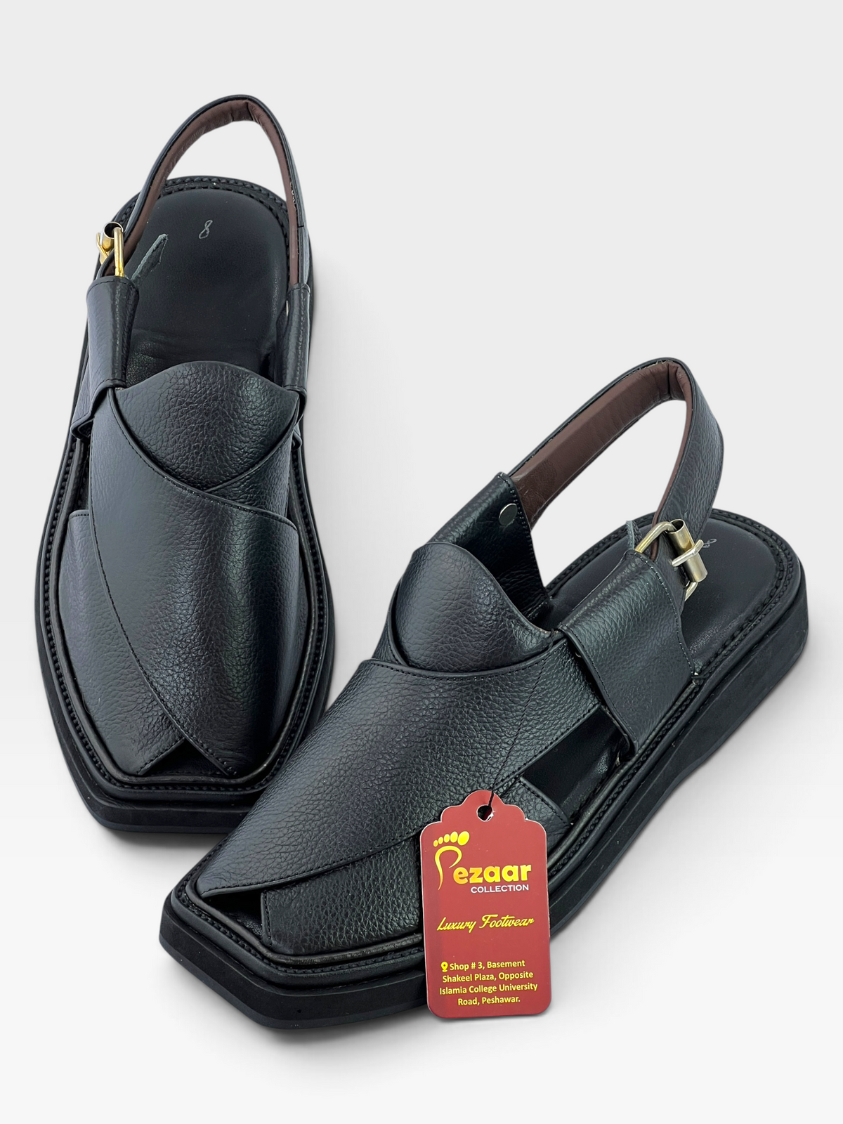 Half kaptan Special Original leather peshawari chapal (Black)