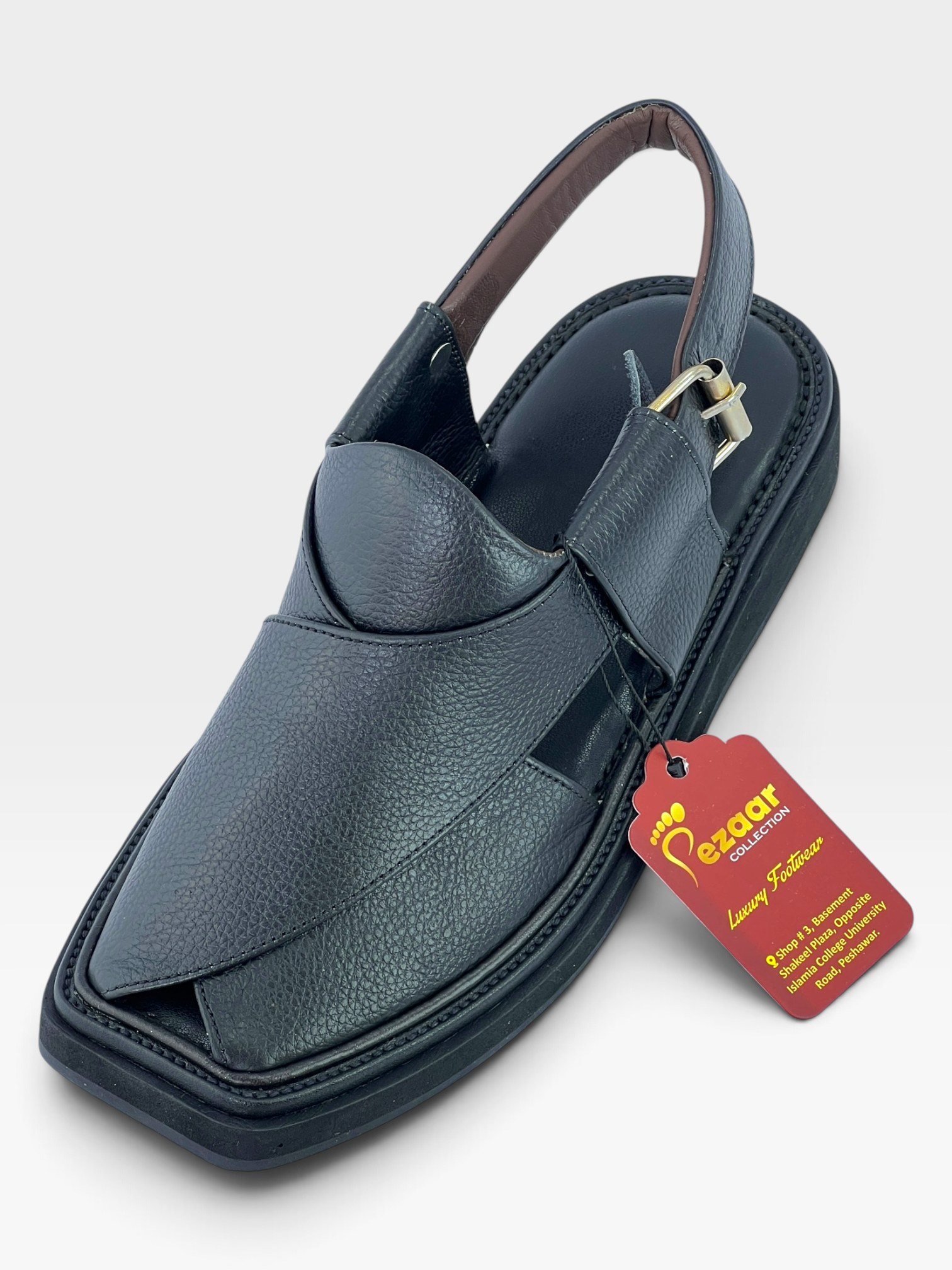 Half kaptan Special Original leather peshawari chapal (Black)