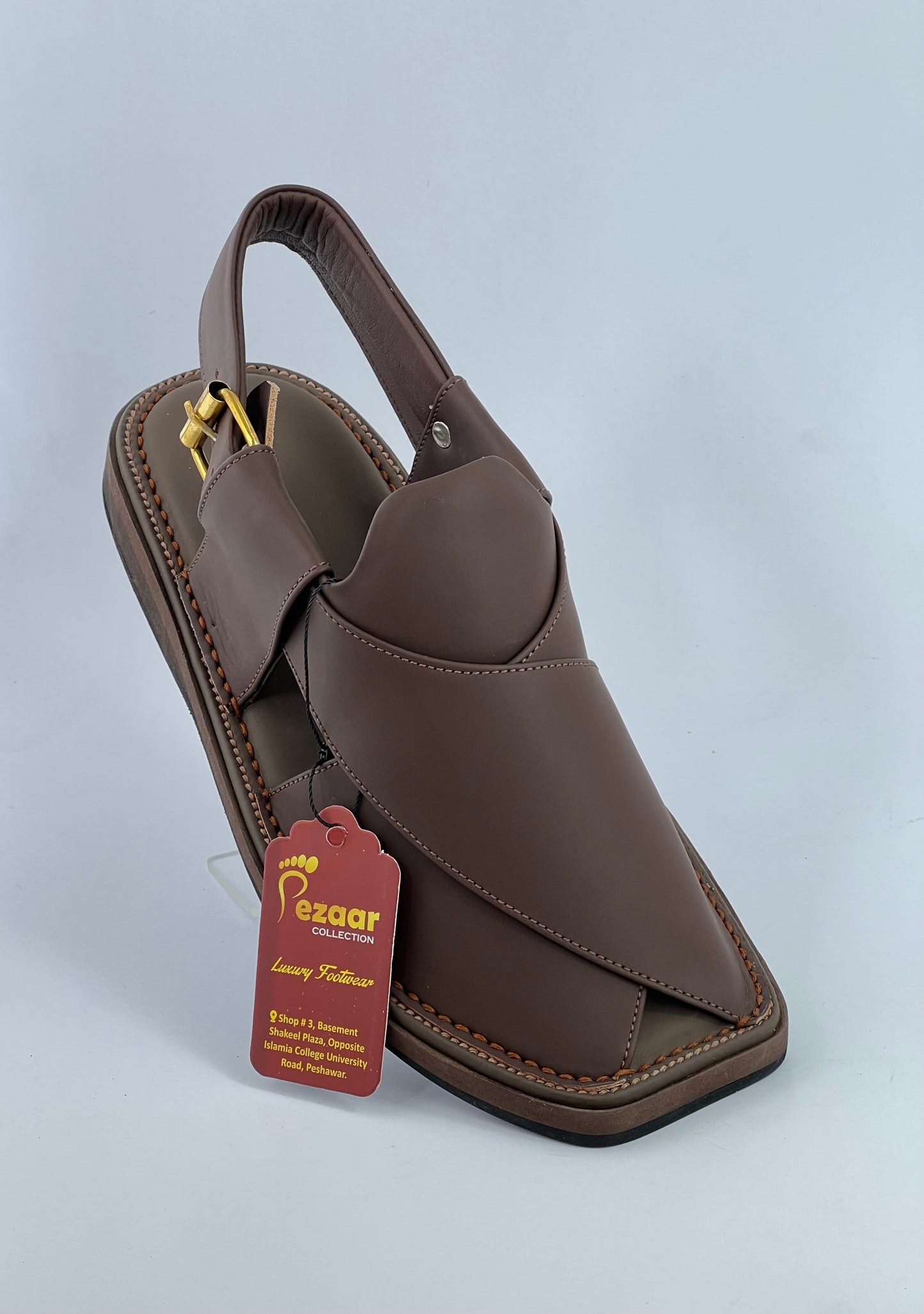Upper touch leather peshawari chapal (brown)