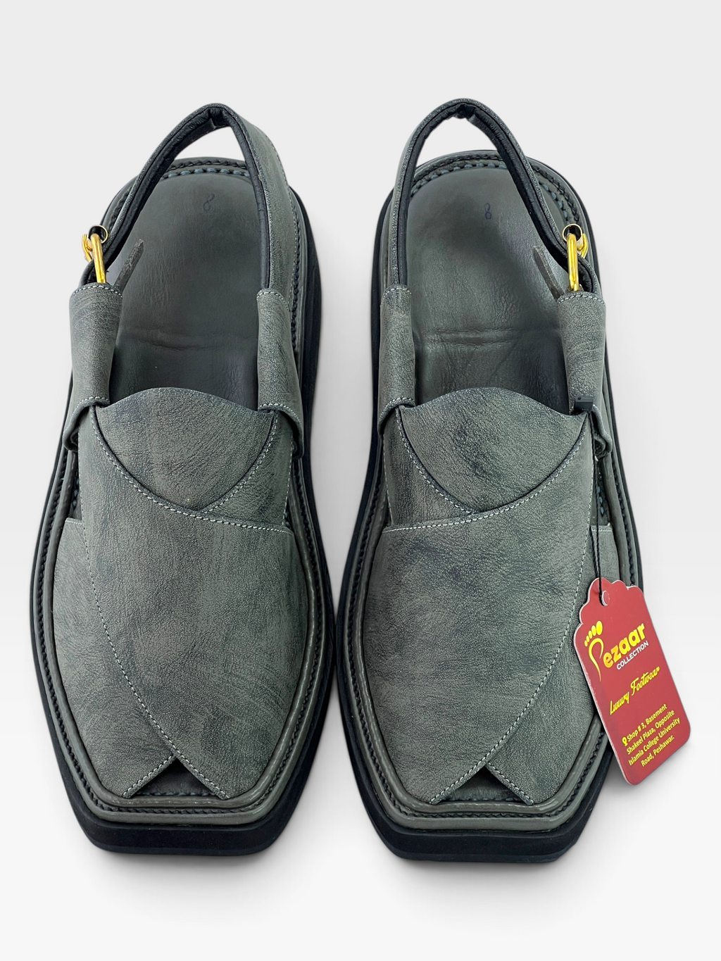 Half kaptan Special Original leather peshawari chapal (light weight gray)