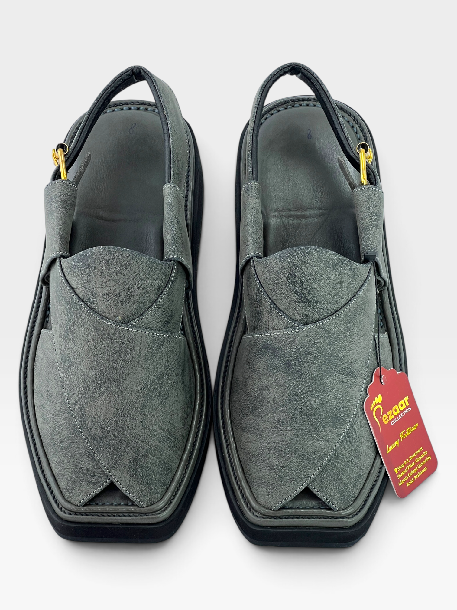 Half kaptan Special Original leather peshawari chapal (light weight gray)
