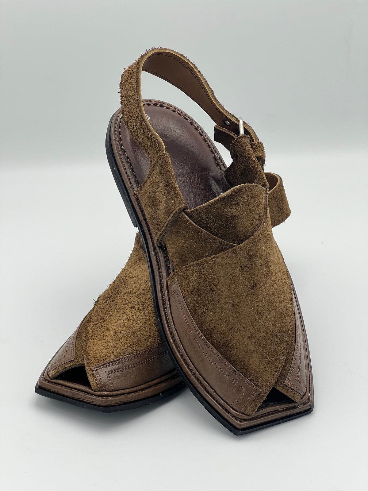Suede Sabar single sole T shape Double shade peshawari chapal(camal)