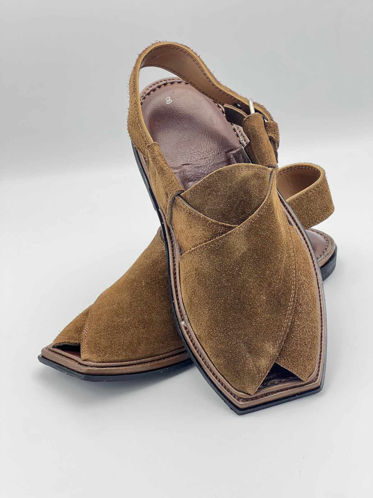 Suede Sabar single sole T shape peshawari chapal(camal)
