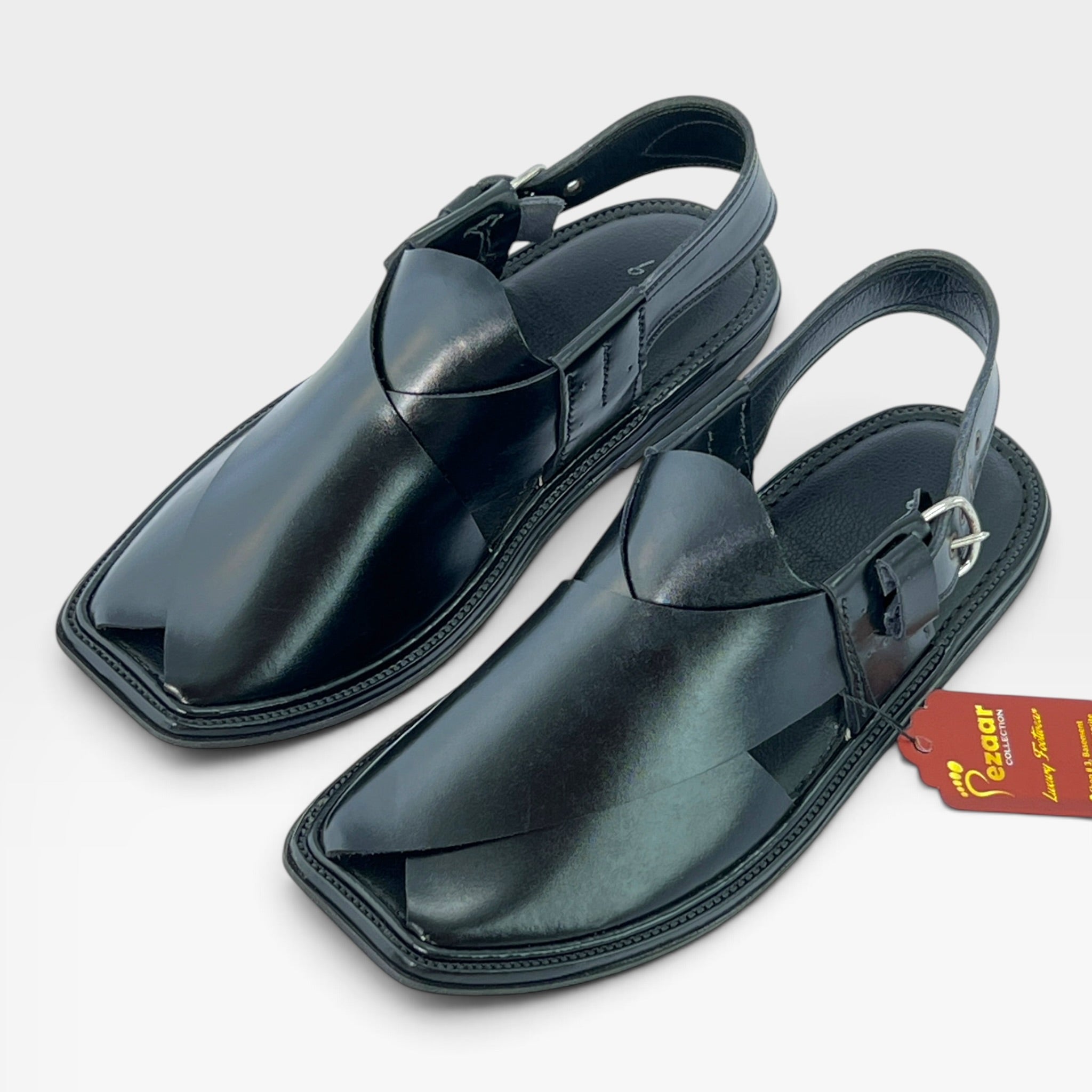 Handmade Goll T Charsadah chapal (Black)